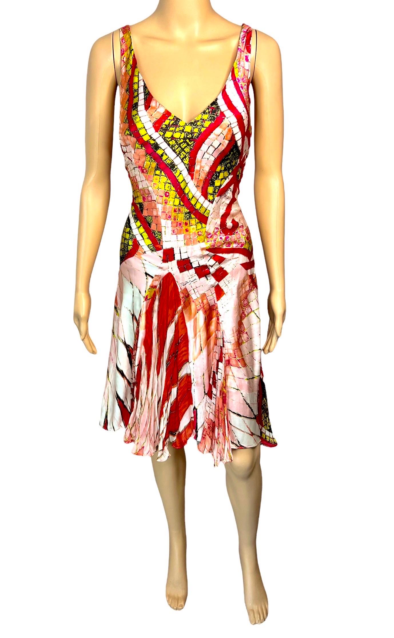 Roberto Cavalli S/S 2004 Plunging Neckline Silk Dress For Sale 2