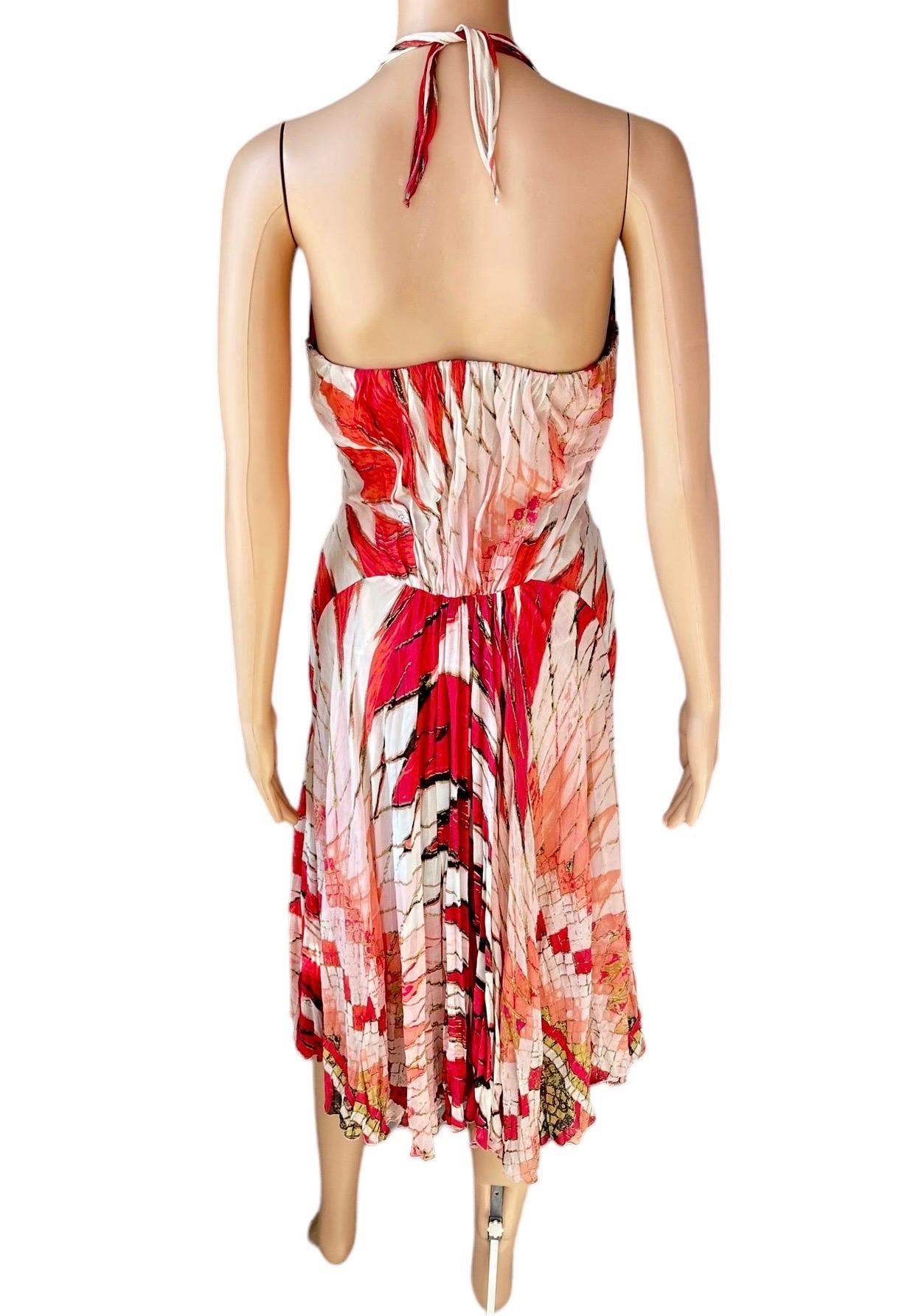 Beige Roberto Cavalli S/S 2004 Runway Corset Plunging Neckline Evening Dress For Sale