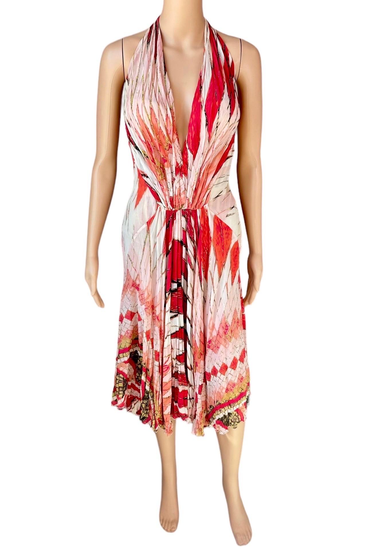 Roberto Cavalli S/S 2004 Runway Corset Plunging Neckline Evening Dress In Good Condition For Sale In Naples, FL
