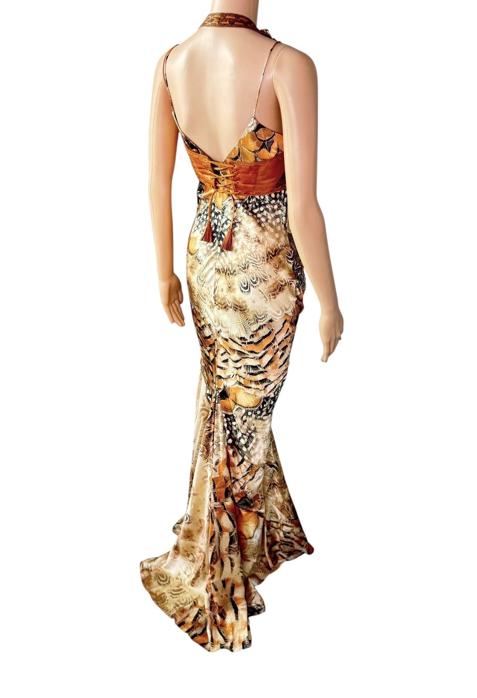 Roberto Cavalli S/S 2004 Runway - Ensemble 2 pièces - Robe à découpes et soutien-gorge bustier en cuir en vente 3