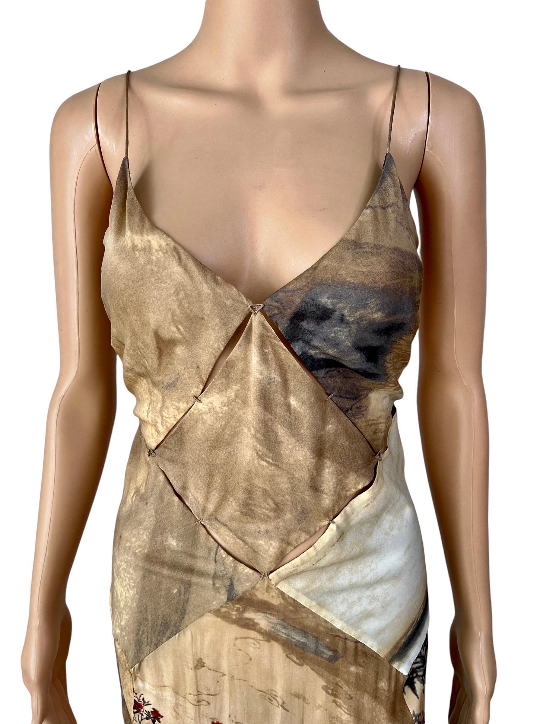 Roberto Cavalli S/S 2004 Runway Cutout High Slit Silk Slip Evening Dress Gown For Sale 7