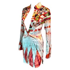 Roberto Cavalli - Passerella P/E 2004 - Vestito a camicia con bottoni a pressione, impreziosito da una serie di dettagli