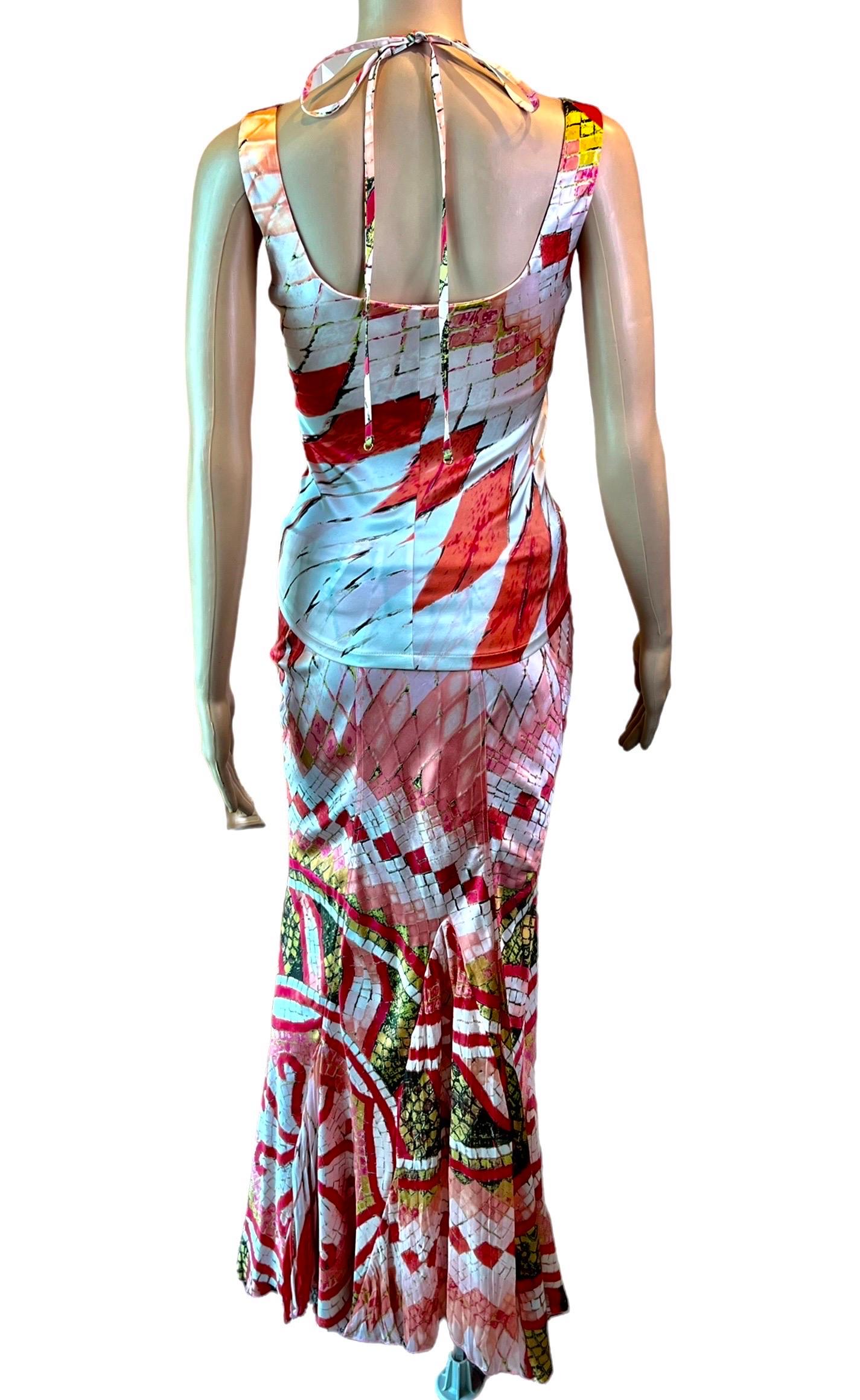 Roberto Cavalli S/S 2004 Silk Halter Top & Maxi Skirt Ensemble 2 Piece Set For Sale 1