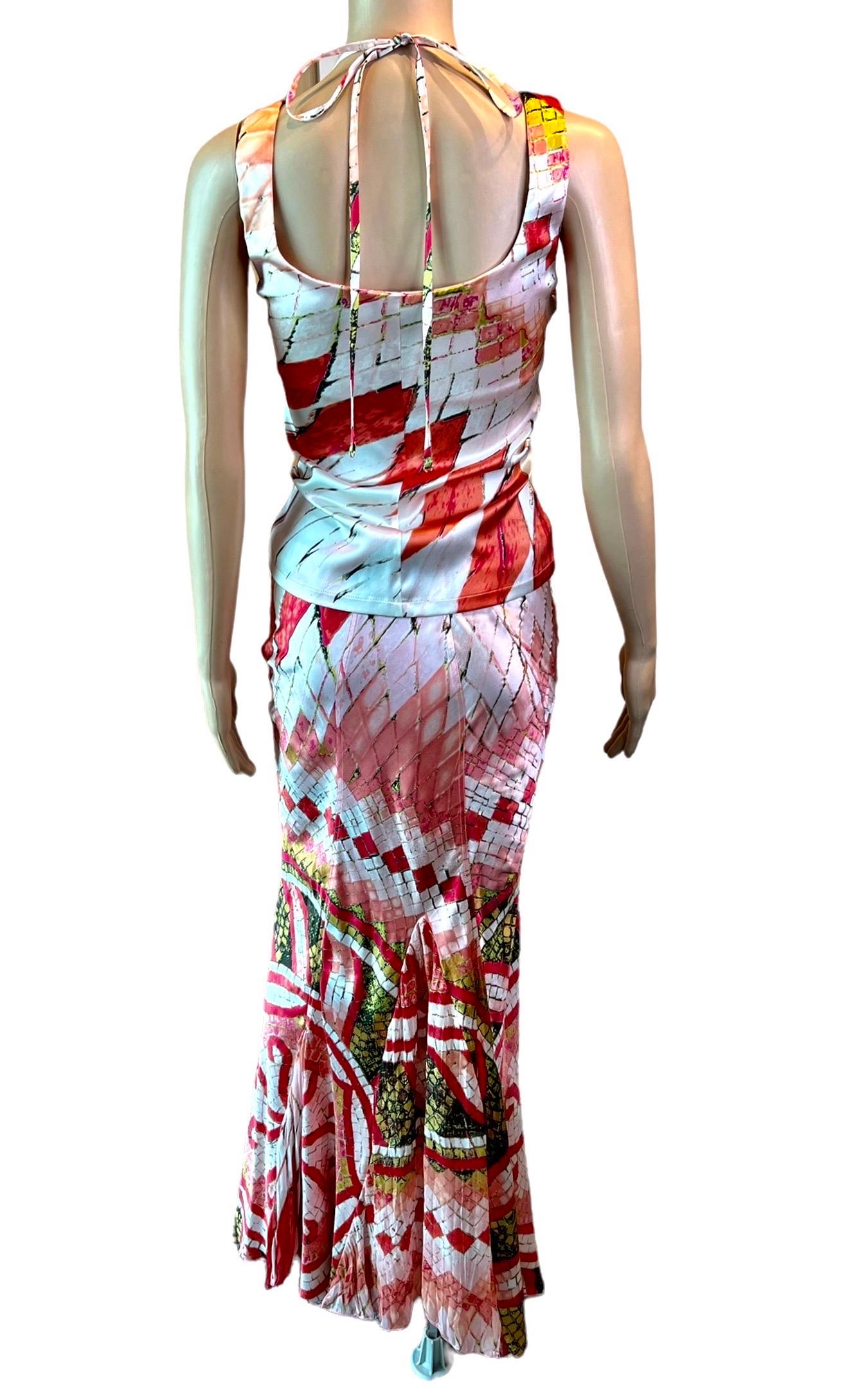 Roberto Cavalli S/S 2004 Silk Halter Top & Maxi Skirt Ensemble 2 Piece Set 3