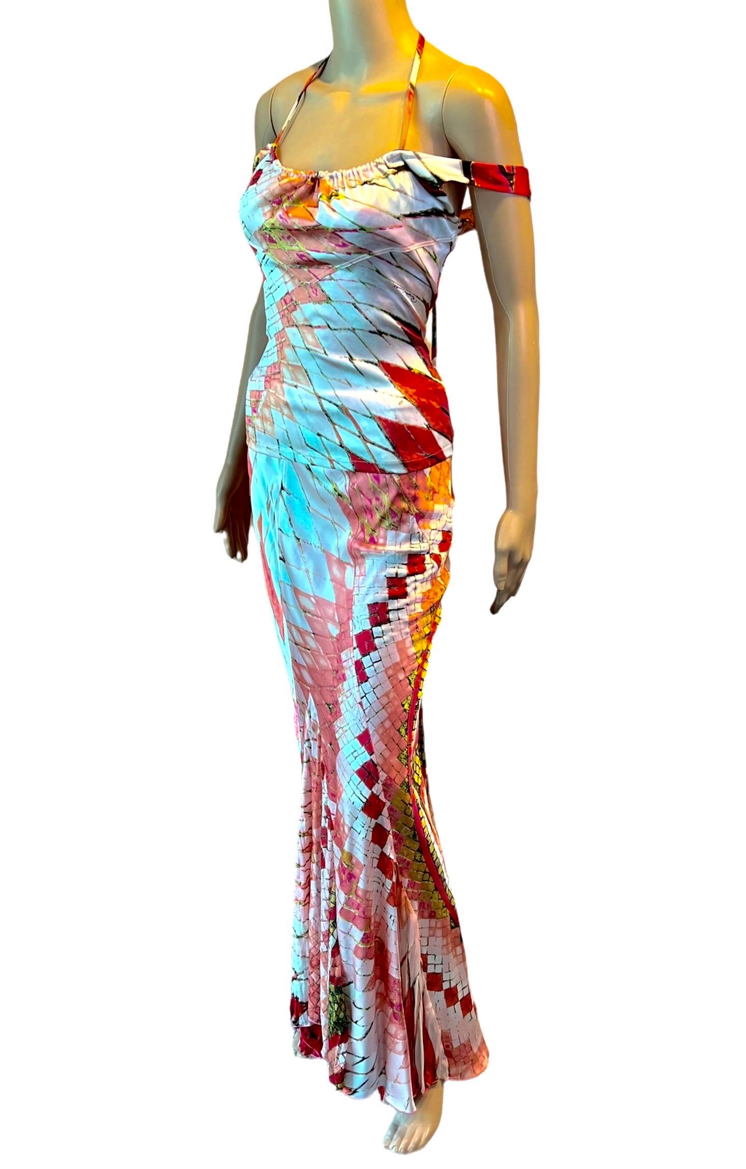 Roberto Cavalli S/S 2004 Silk Halter Top & Maxi Skirt Ensemble 2 Piece Set For Sale 4