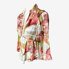 Roberto Cavalli S/S 2004 Silk Orchid Print Blouse