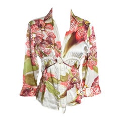 Roberto Cavalli S/S 2004 Silk Orchid Print Blouse