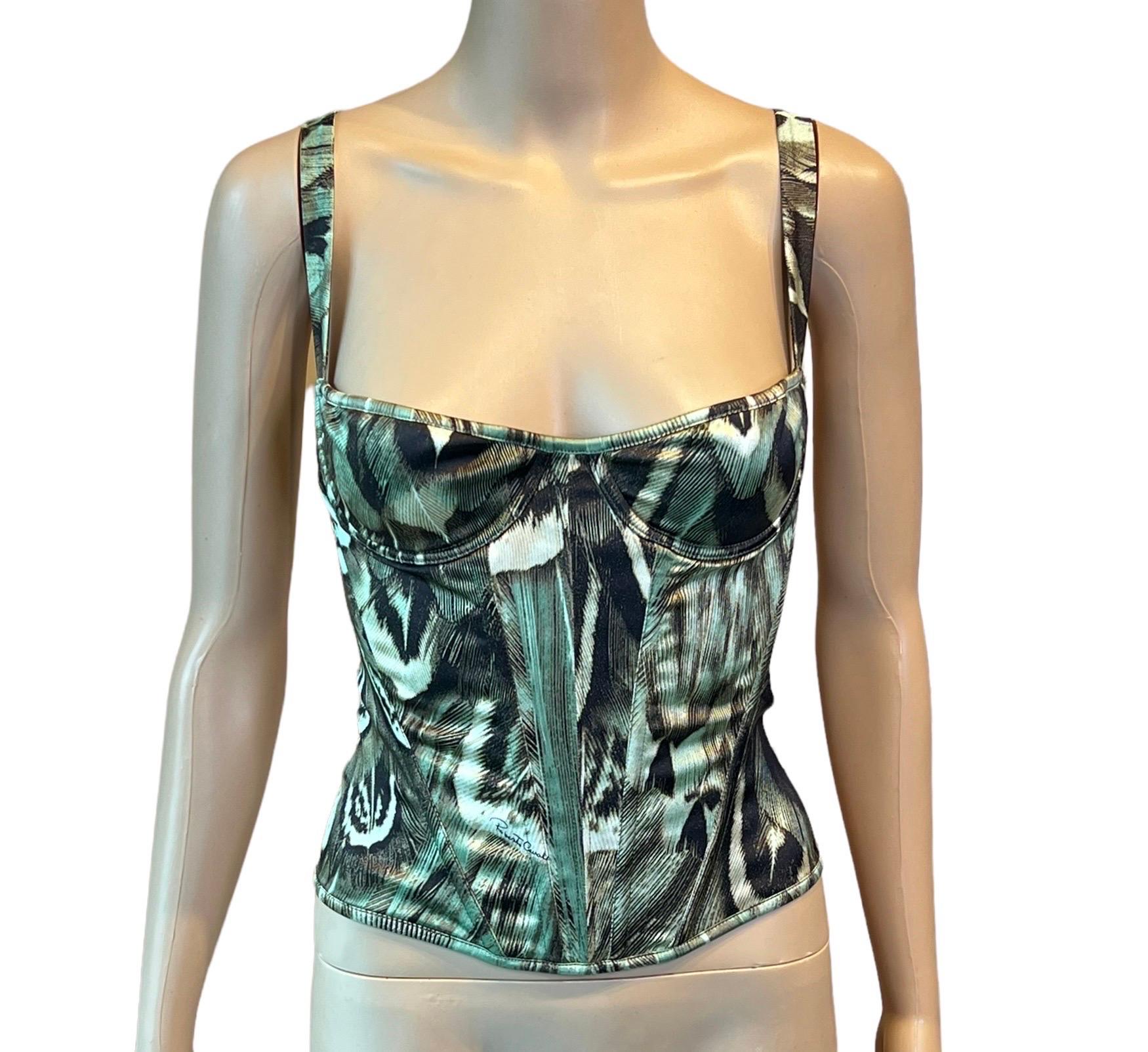 Haut court bustier corset en soie imprimé abstrait Roberto Cavalli S/S 2005 en vente 2