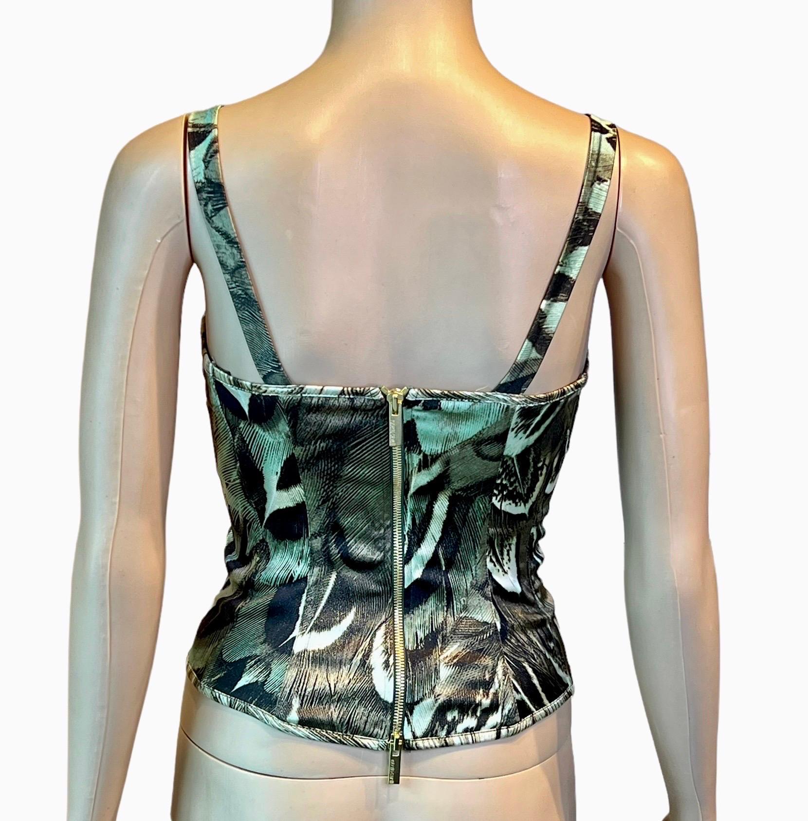 Haut court bustier corset en soie imprimé abstrait Roberto Cavalli S/S 2005 en vente 3