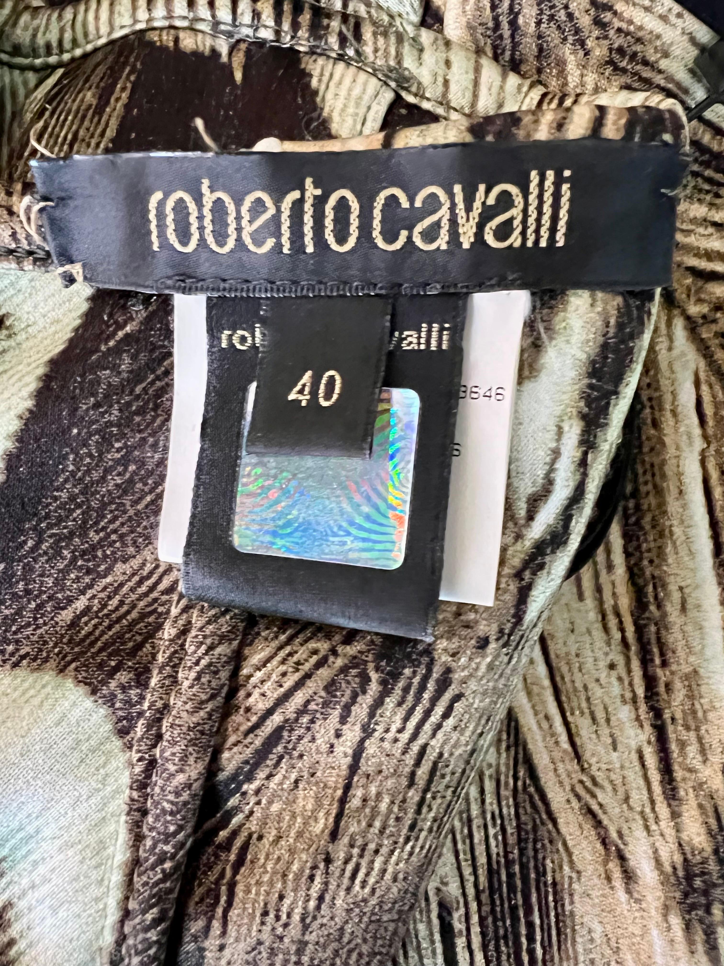 Roberto Cavalli F/S 2005 Bustier Korsett-Top aus Seide mit abstraktem Druck und Crop Top im Angebot 4