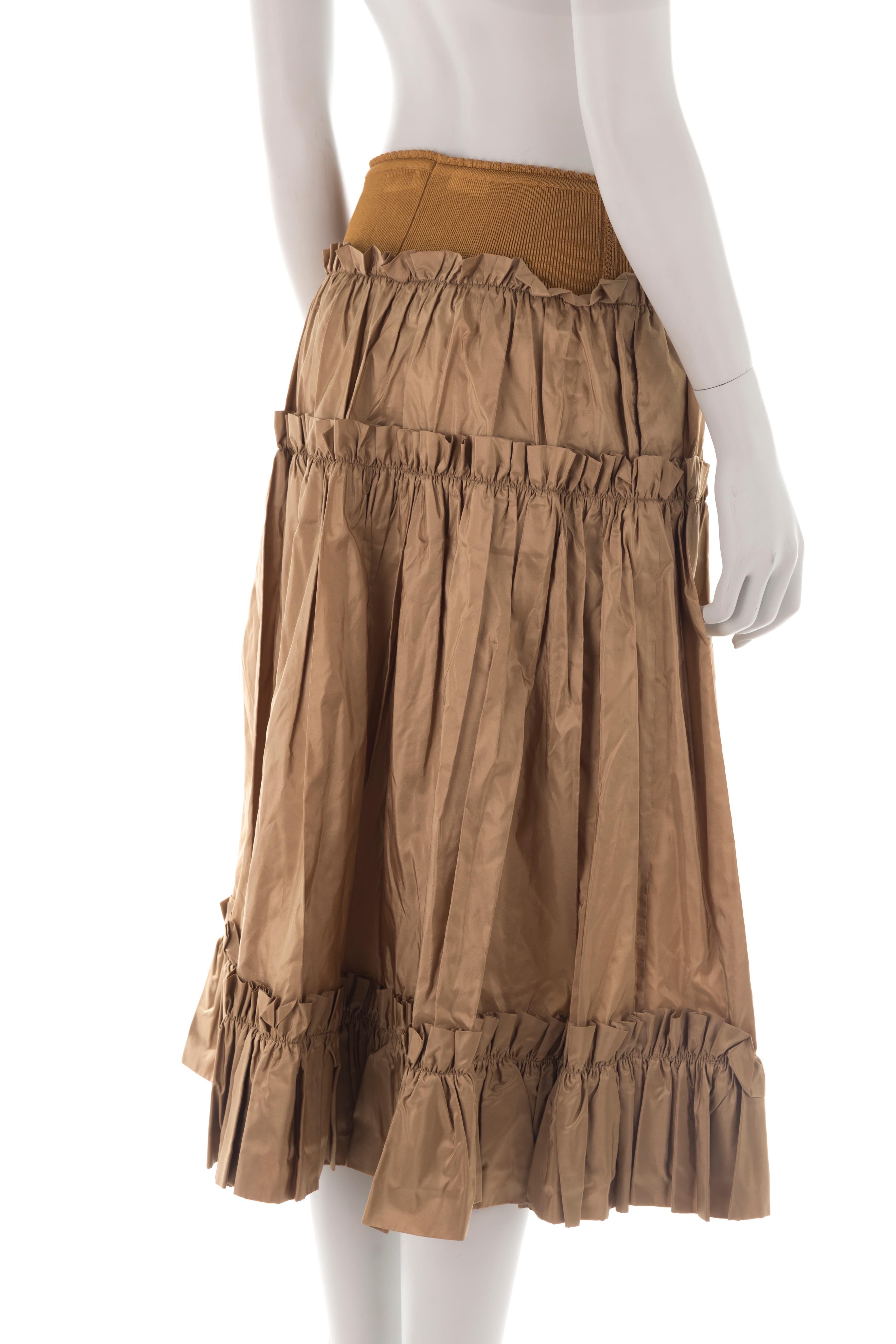 Brown Roberto Cavalli S/S 2005 khaki boho maxi skirt For Sale