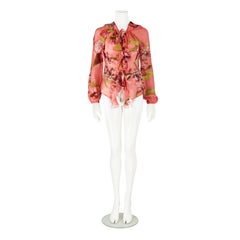 Roberto Cavalli S/S 2005 Orchid Floral Print Silk Blouse Top