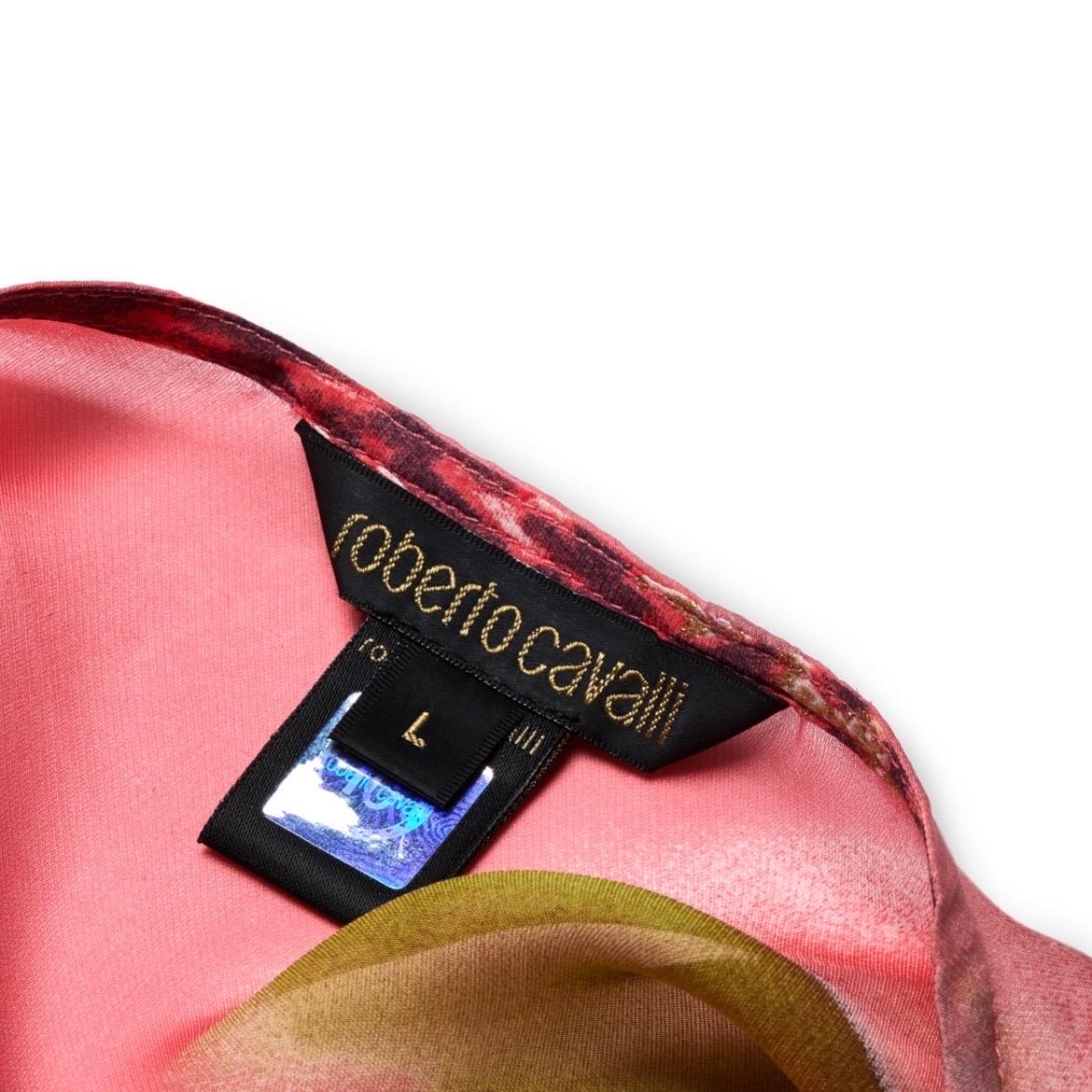 Roberto Cavalli S/S 2005 Orchid Floral Print Silk Blouse Top For Sale 1