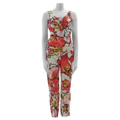 Roberto Cavalli S/S 2005 Conjunto pantalón estampado floral rojo