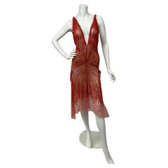 Roberto Cavalli S/S 2005 Red Metallic Tulle Gown Sz: XS NWT