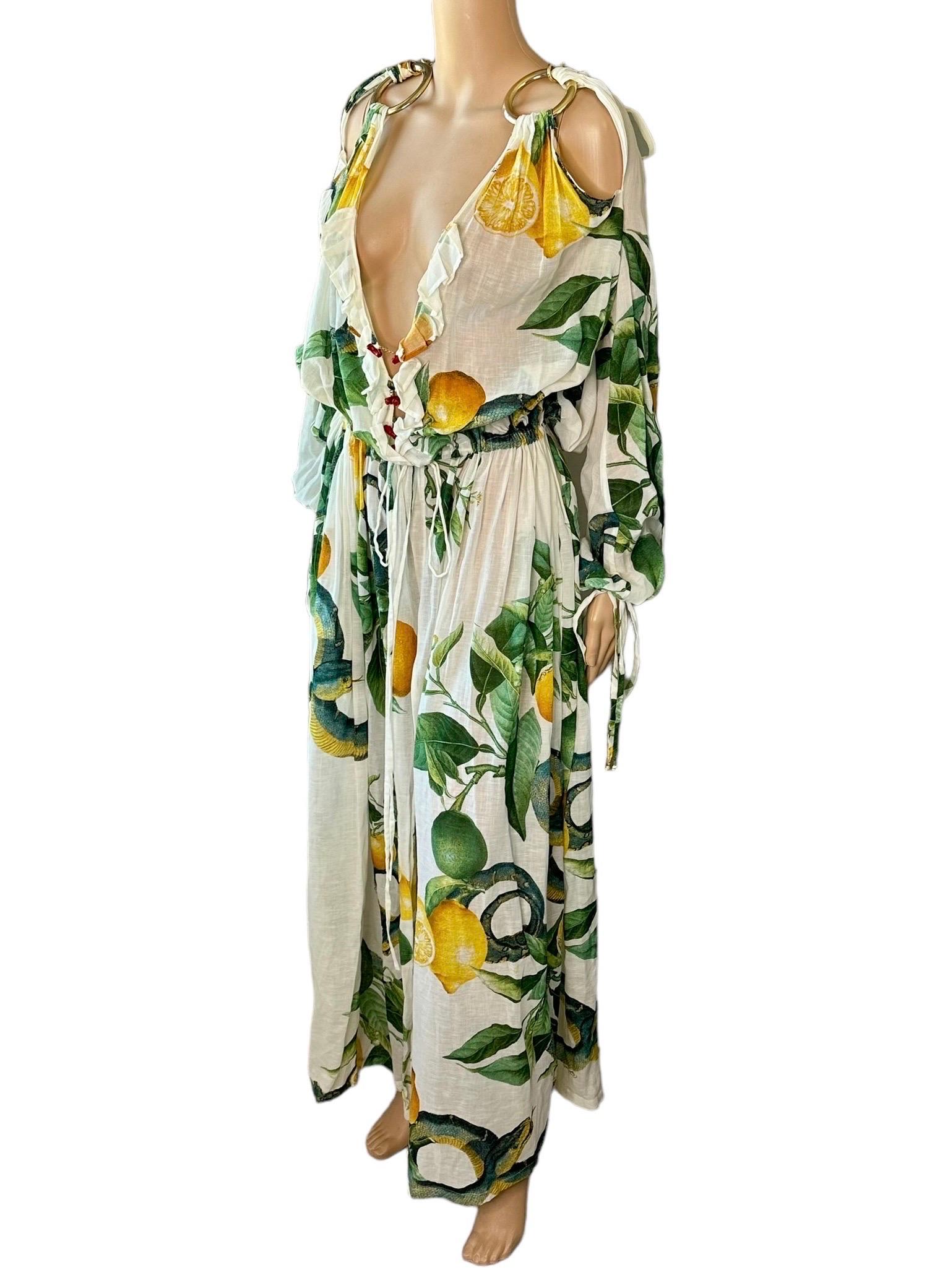 Roberto Cavalli S/S 2005 Runway Chain Cutout Plunging Neckline Maxi Dress In Good Condition For Sale In Naples, FL