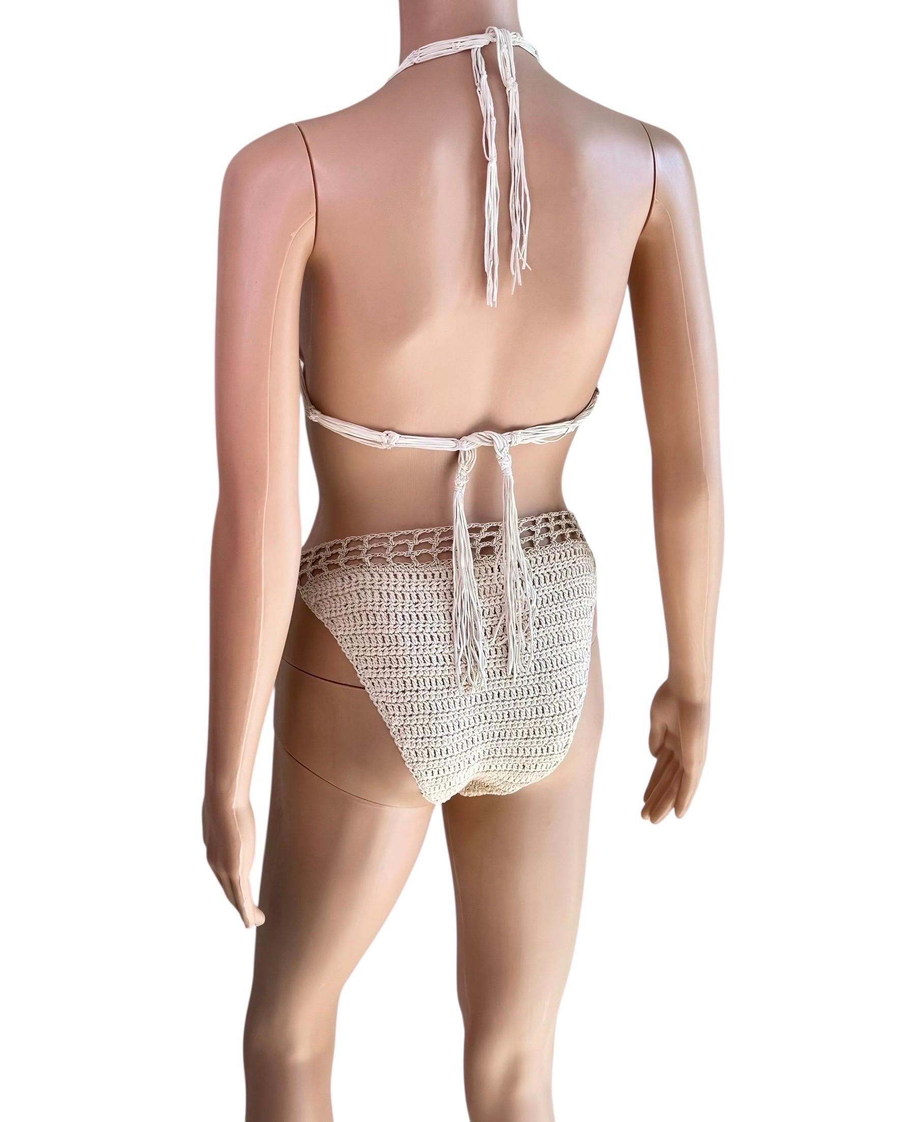 Roberto Cavalli S/S 2005 Runway Crochet Zweiteiliges Bikini Set Badeanzug Bademode im Angebot 5