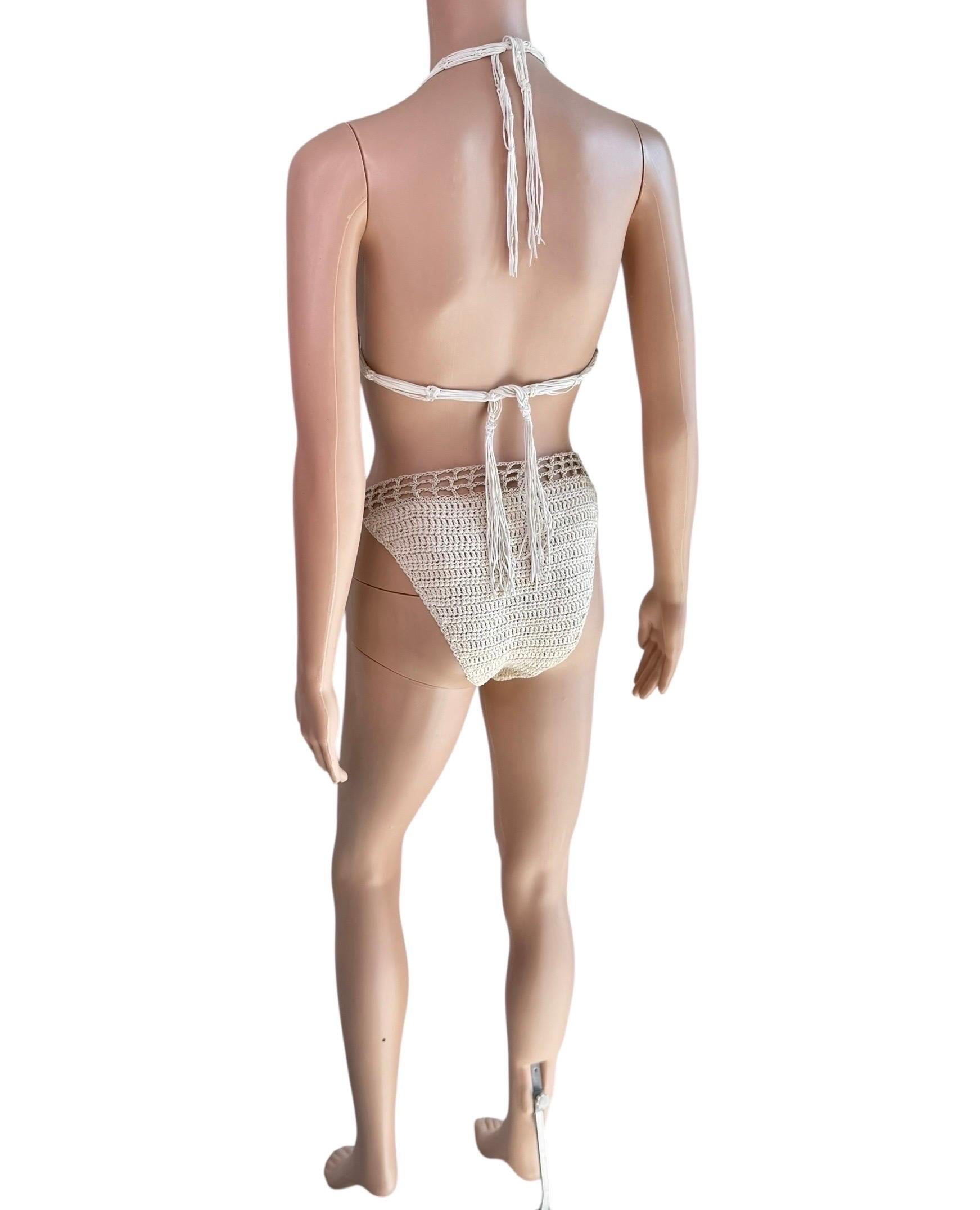 Roberto Cavalli S/S 2005 Runway Crochet Zweiteiliges Bikini Set Badeanzug Bademode im Angebot 8