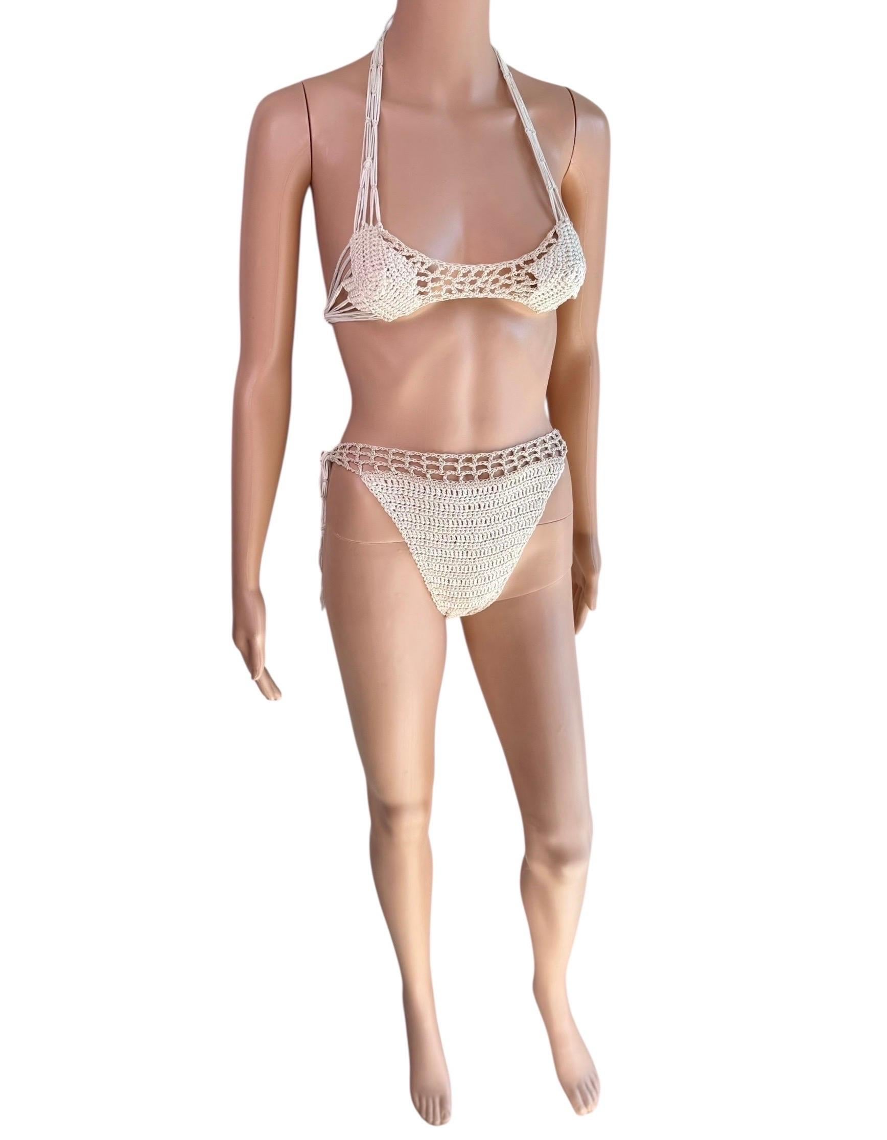 Roberto Cavalli S/S 2005 Runway Crochet Zweiteiliges Bikini Set Badeanzug Bademode im Angebot 9