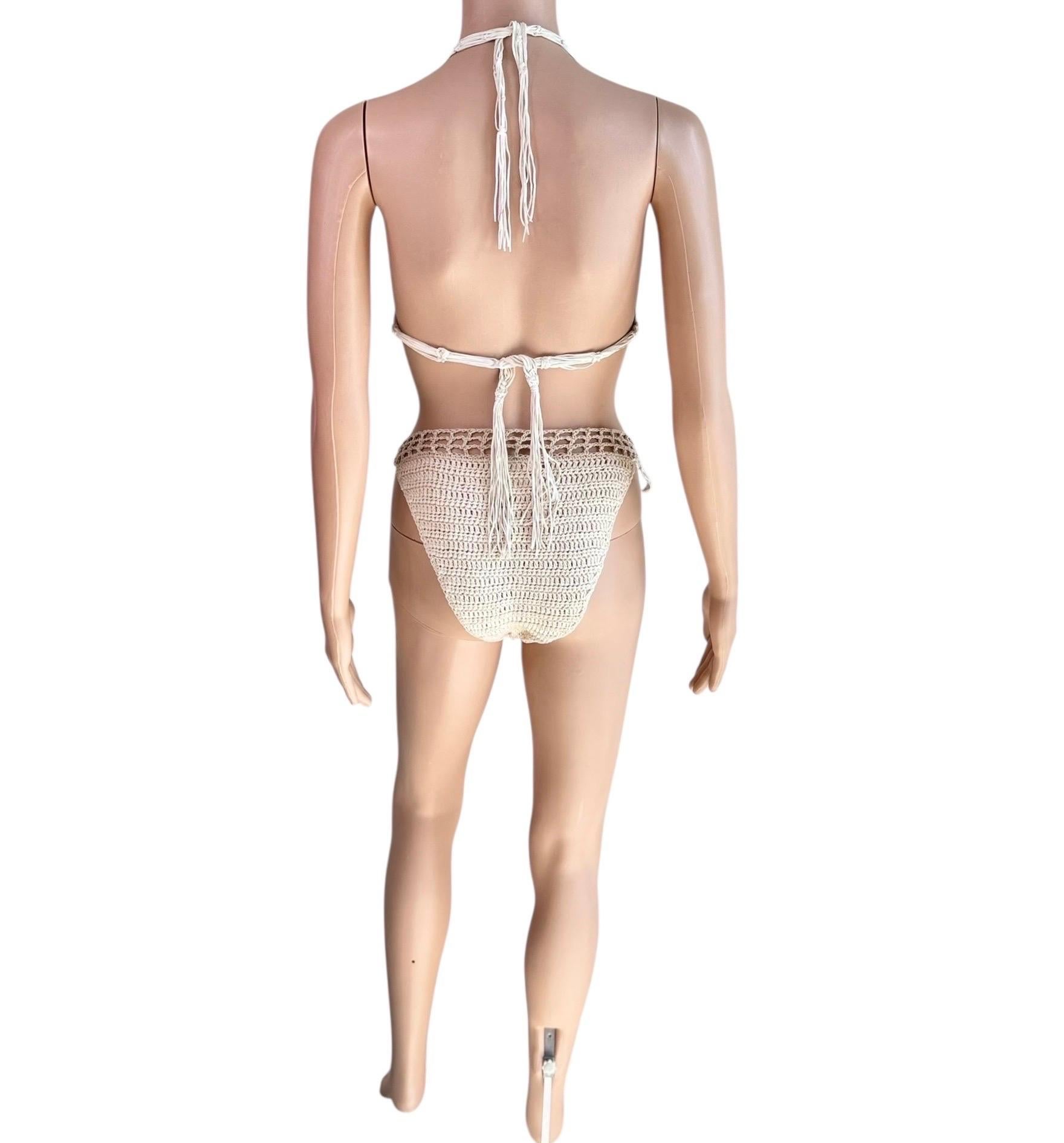 Roberto Cavalli S/S 2005 Runway Crochet Zweiteiliges Bikini Set Badeanzug Bademode im Angebot 12