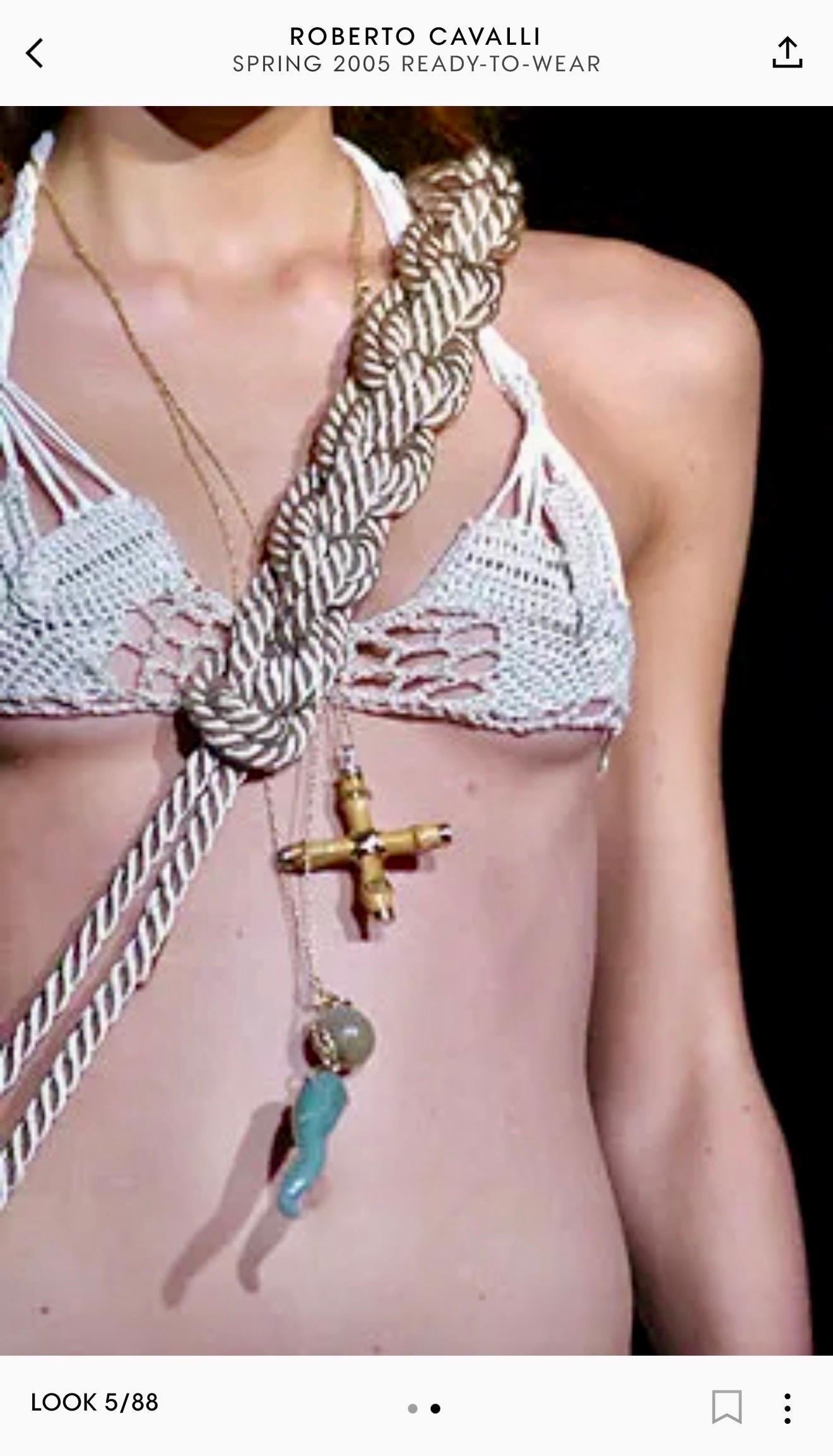 Roberto Cavalli S/S 2005 Runway Crochet Zweiteiliges Bikini Set Badeanzug Bademode im Angebot 15