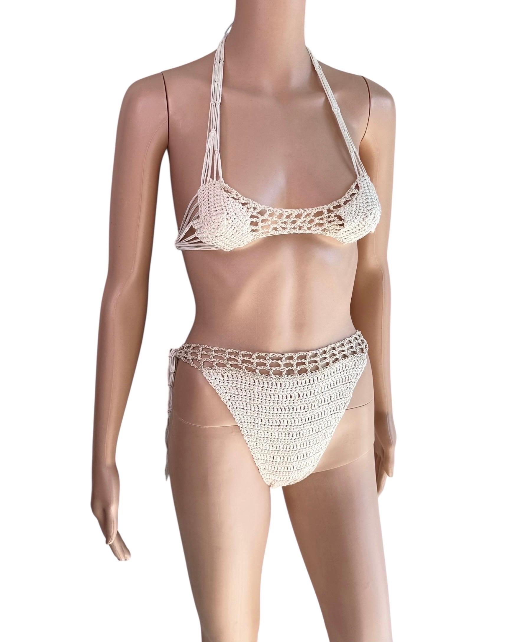 Roberto Cavalli S/S 2005 Runway Crochet Zweiteiliges Bikini Set Badeanzug Bademode Damen im Angebot
