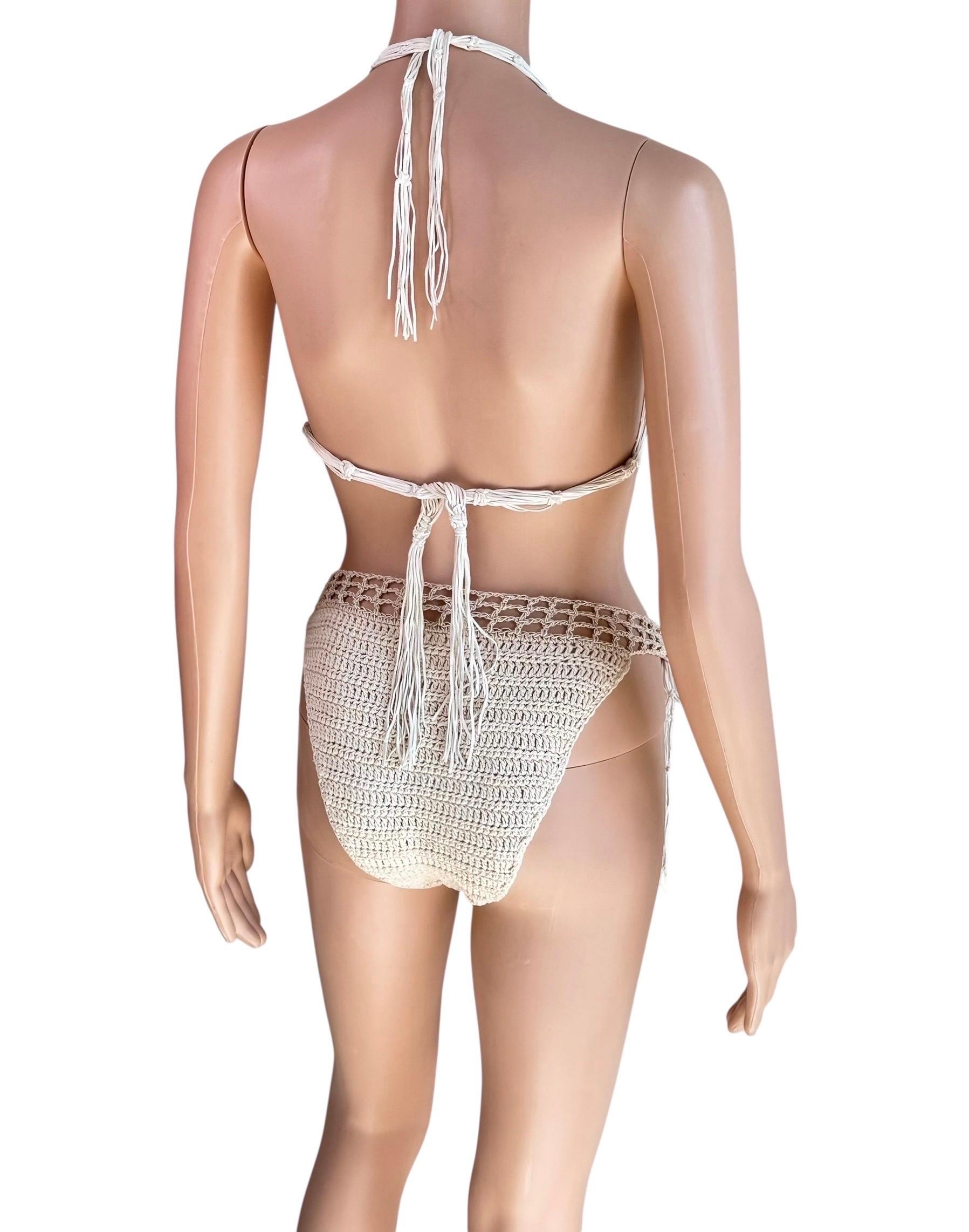 Roberto Cavalli S/S 2005 Runway Crochet Zweiteiliges Bikini Set Badeanzug Bademode im Angebot 1