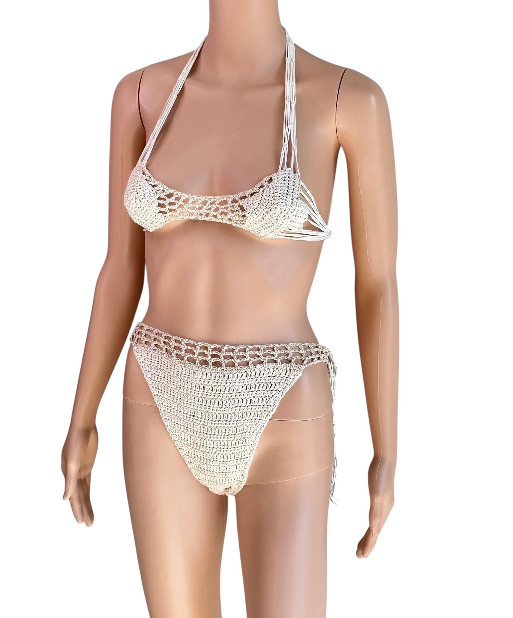 Roberto Cavalli S/S 2005 Runway Crochet Zweiteiliges Bikini Set Badeanzug Bademode im Angebot 2