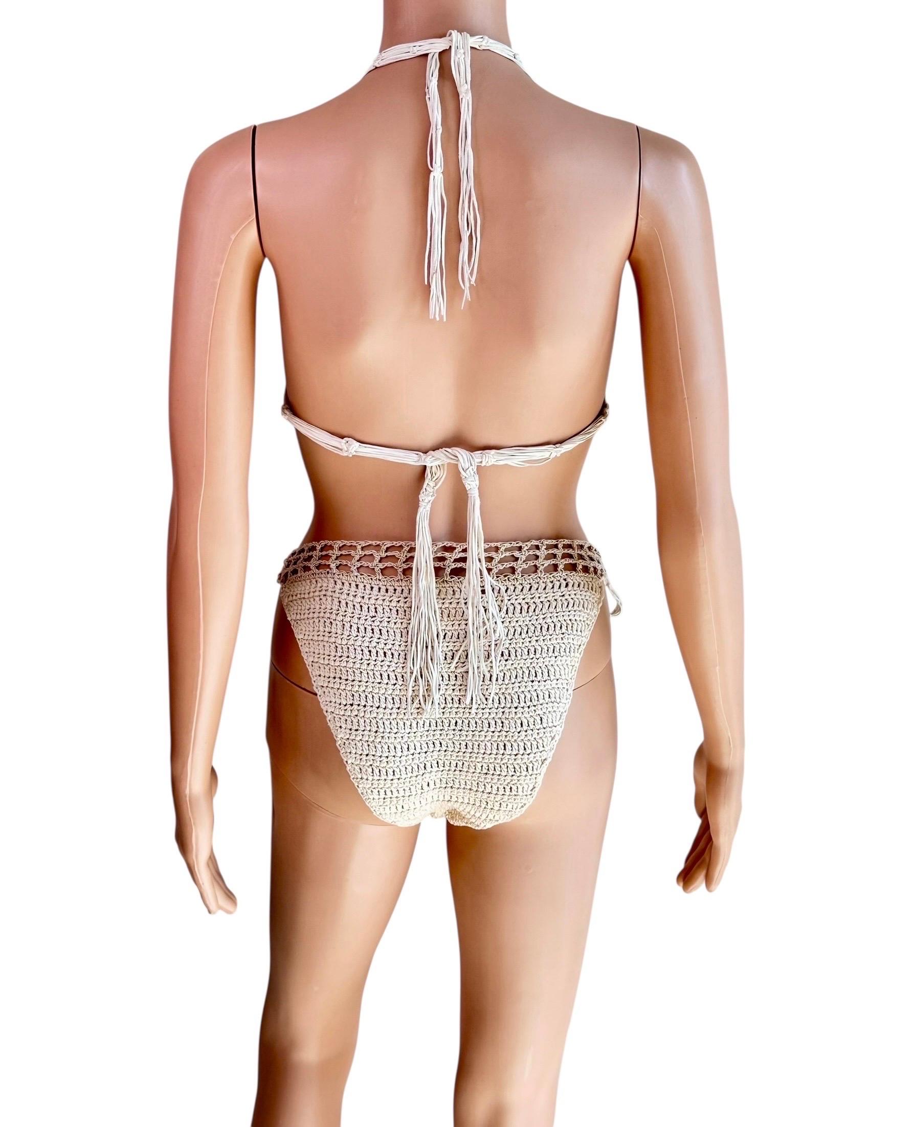 Roberto Cavalli S/S 2005 Runway Crochet Zweiteiliges Bikini Set Badeanzug Bademode im Angebot 3