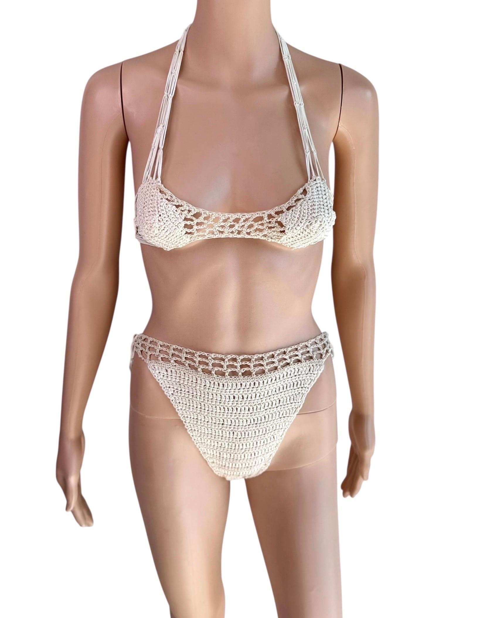 Roberto Cavalli S/S 2005 Runway Crochet Zweiteiliges Bikini Set Badeanzug Bademode im Angebot 4