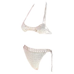 Roberto Cavalli S/S 2005 Runway Crochet Zweiteiliges Bikini Set Badeanzug Bademode