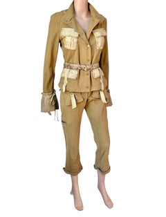 Roberto Cavalli S/S 2005 Runway Leather Jacket & Pants 2 Piece Set Ensemble