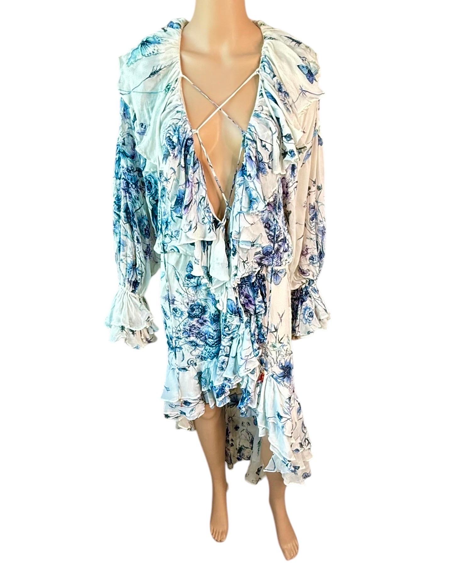 Roberto Cavalli défilé S/S 2005 - Robe bohème à décolleté plongeant et encolure à lacets en vente 5