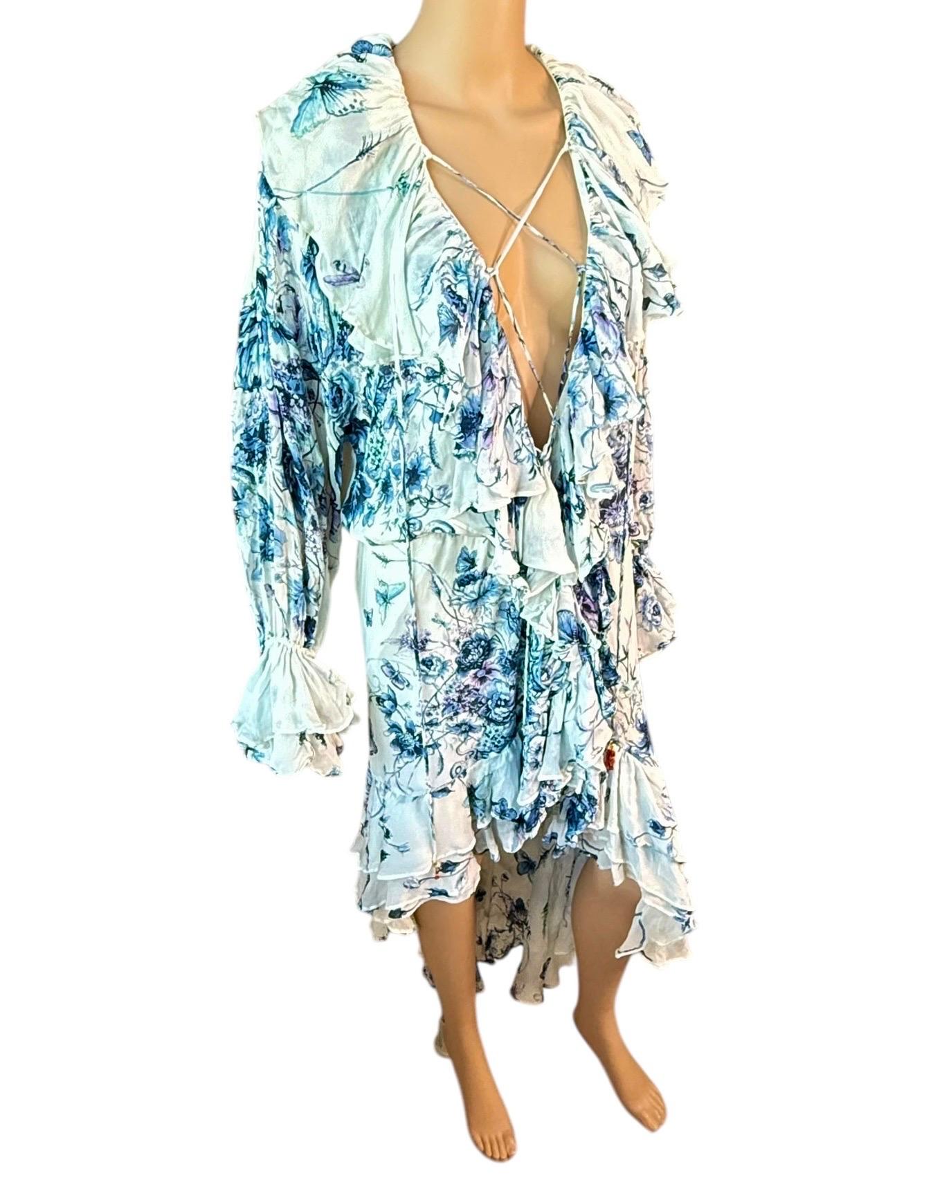 Roberto Cavalli défilé S/S 2005 - Robe bohème à décolleté plongeant et encolure à lacets Pour femmes en vente