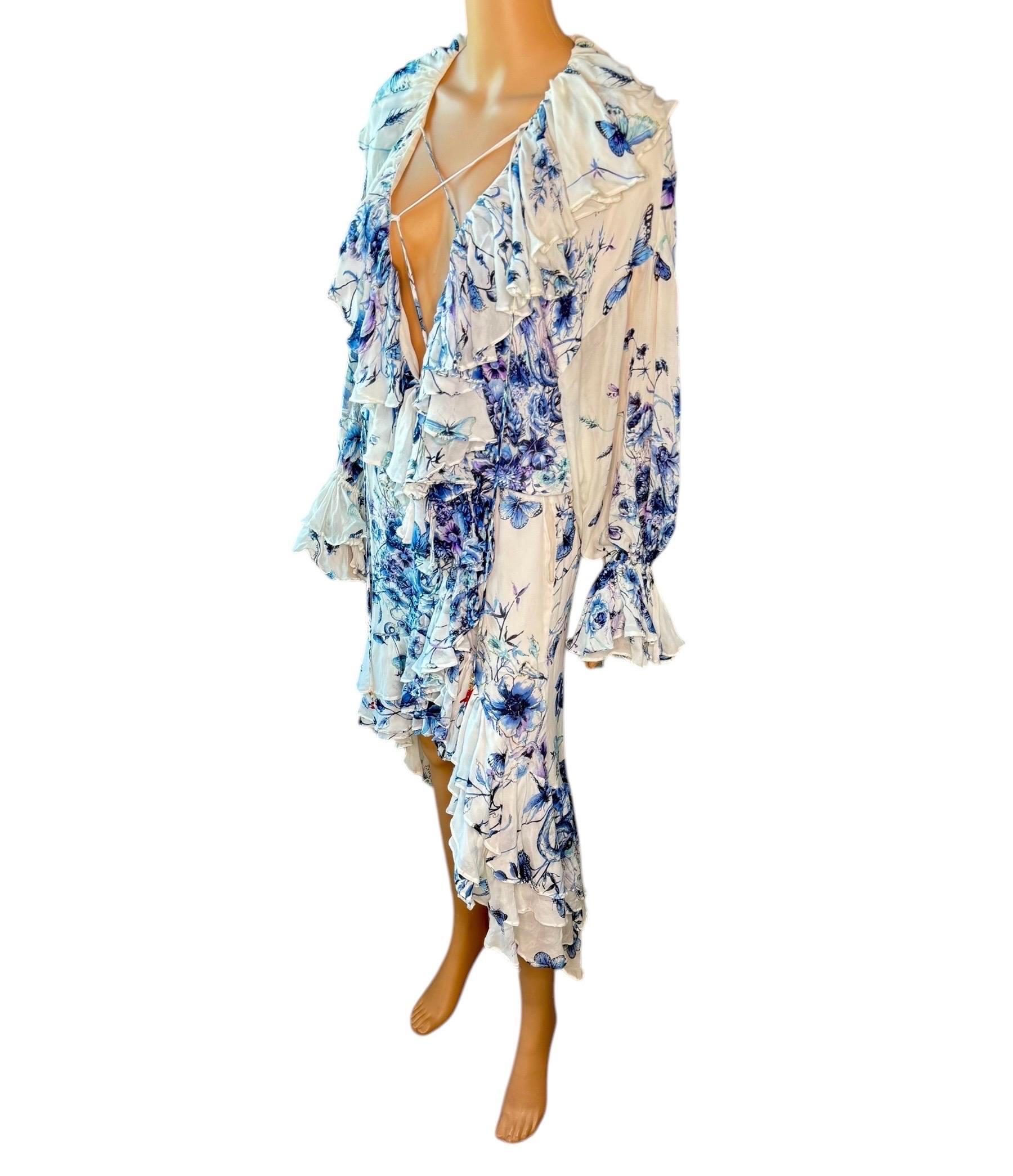 Roberto Cavalli défilé S/S 2005 - Robe bohème à décolleté plongeant et encolure à lacets en vente 1