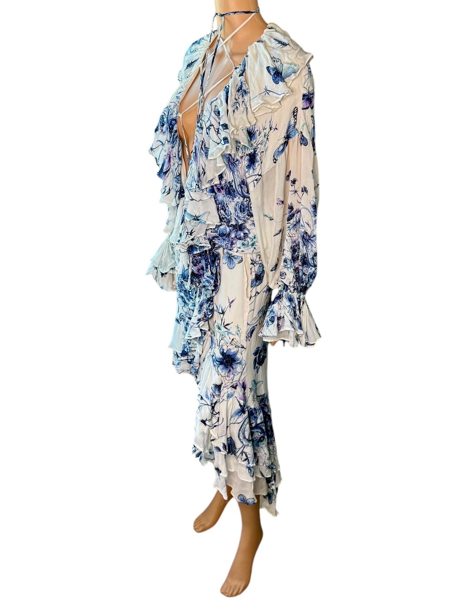Roberto Cavalli défilé S/S 2005 - Robe bohème à décolleté plongeant et encolure à lacets en vente 4