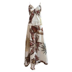 Roberto Cavalli S/S 2005 Silk Seashell Print Cream Set