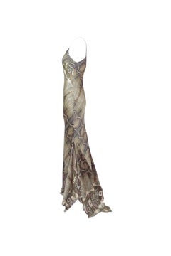 ROBERTO CAVALLI S/s 2005 Snake Print Spaghetti Strap Maxi Dress New With Tags