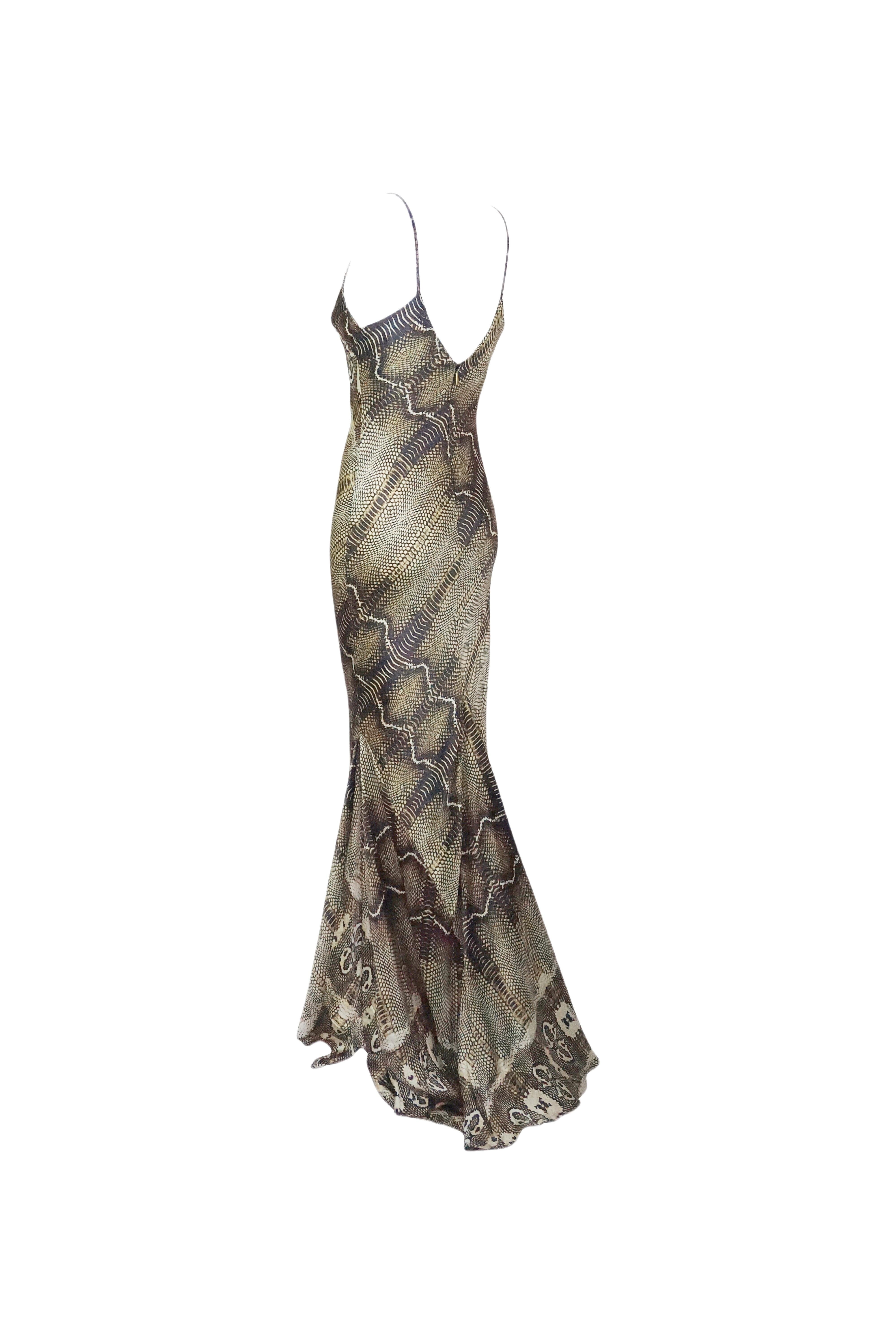 ROBERTO CAVALLI S/s 2005 Snake Print Spaghetti Strap Maxi Dress Nuovo con Etichetta In condizioni Nuovo in vendita a 上海市, Xuhui district