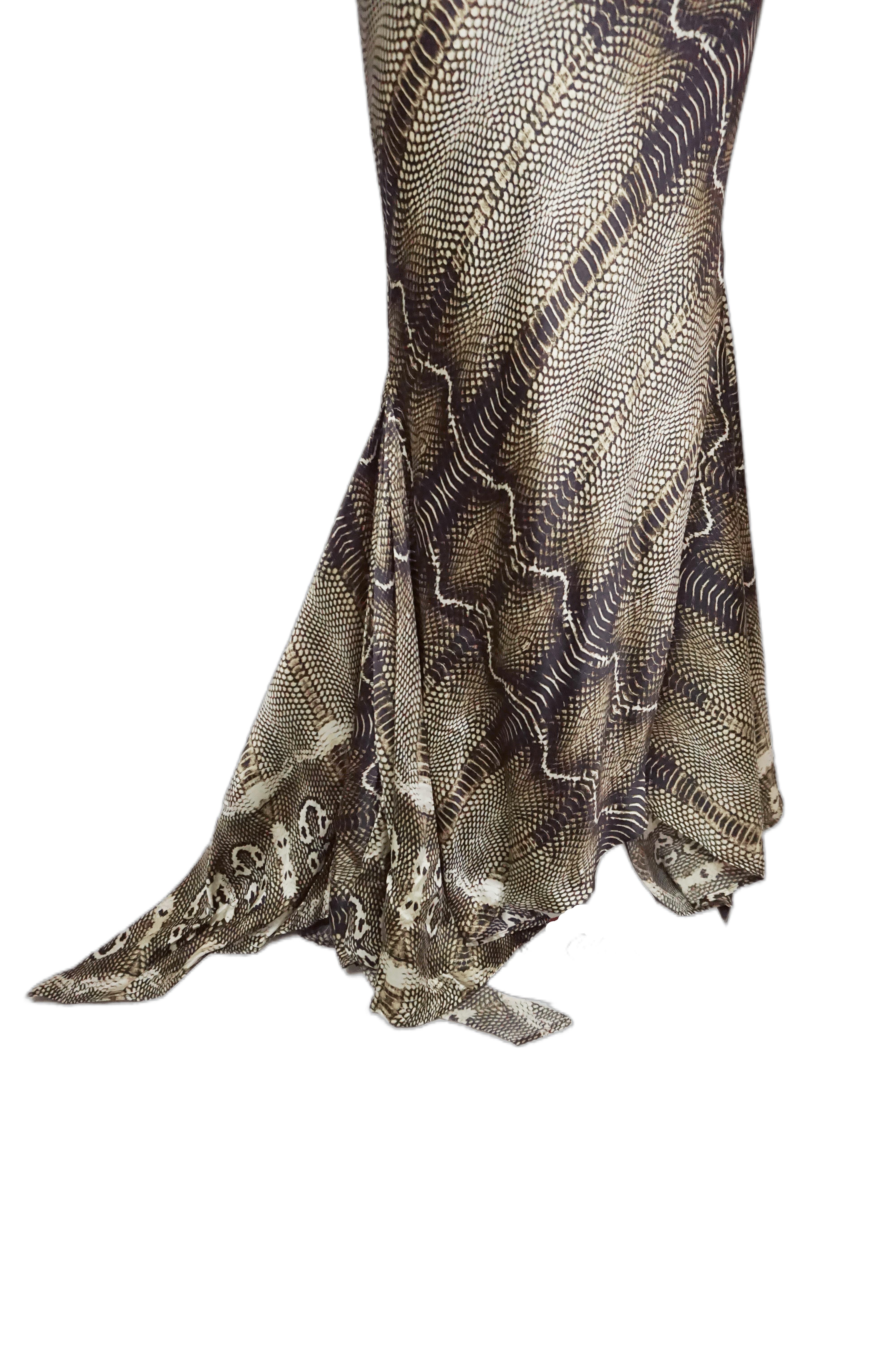 ROBERTO CAVALLI S/s 2005 Snake Print Spaghetti Strap Maxi Dress Nuovo con Etichetta in vendita 2