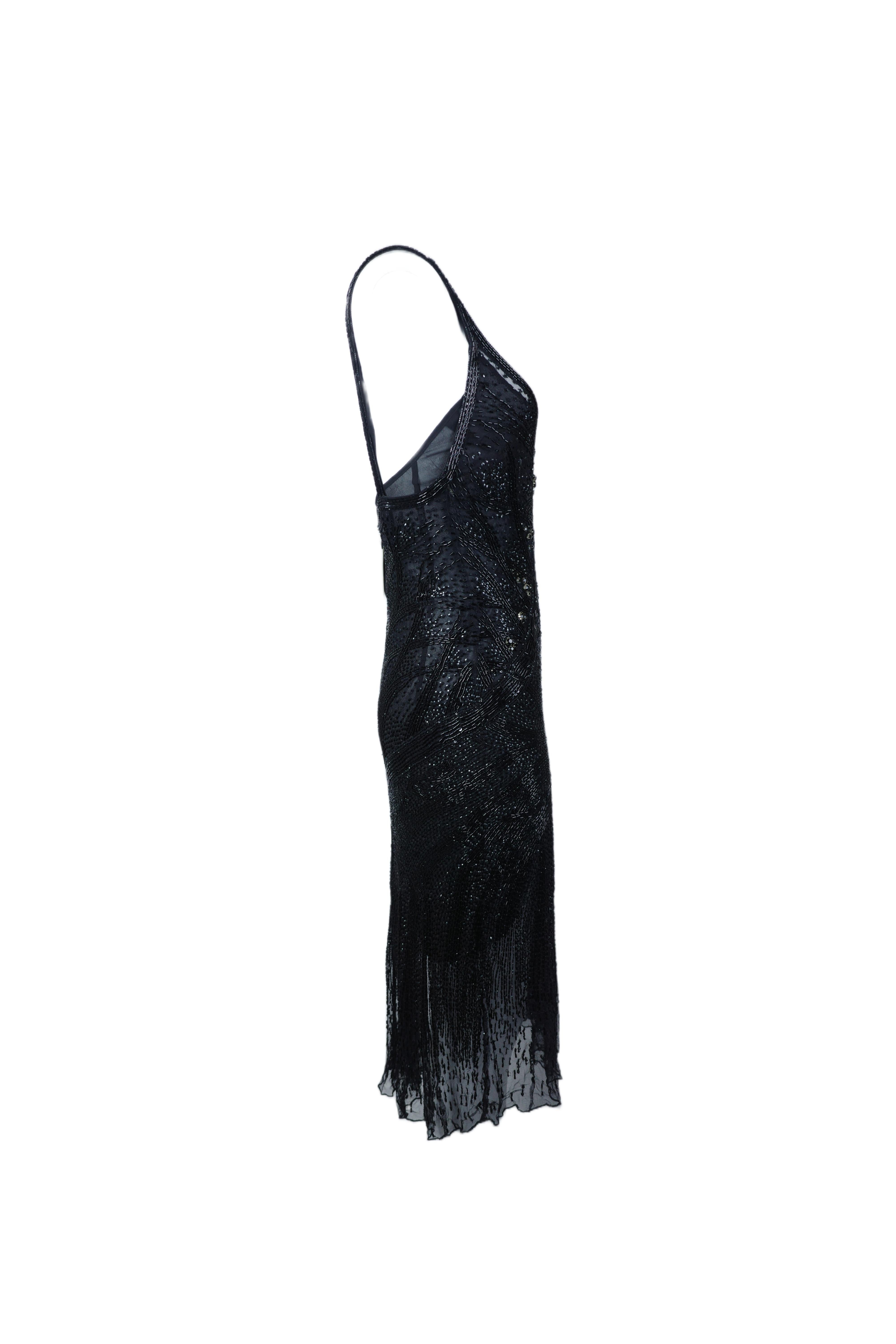ROBERTO CAVALLI S/s 2006 Black beaded embellished Midi Dress New With Tags For Sale 2