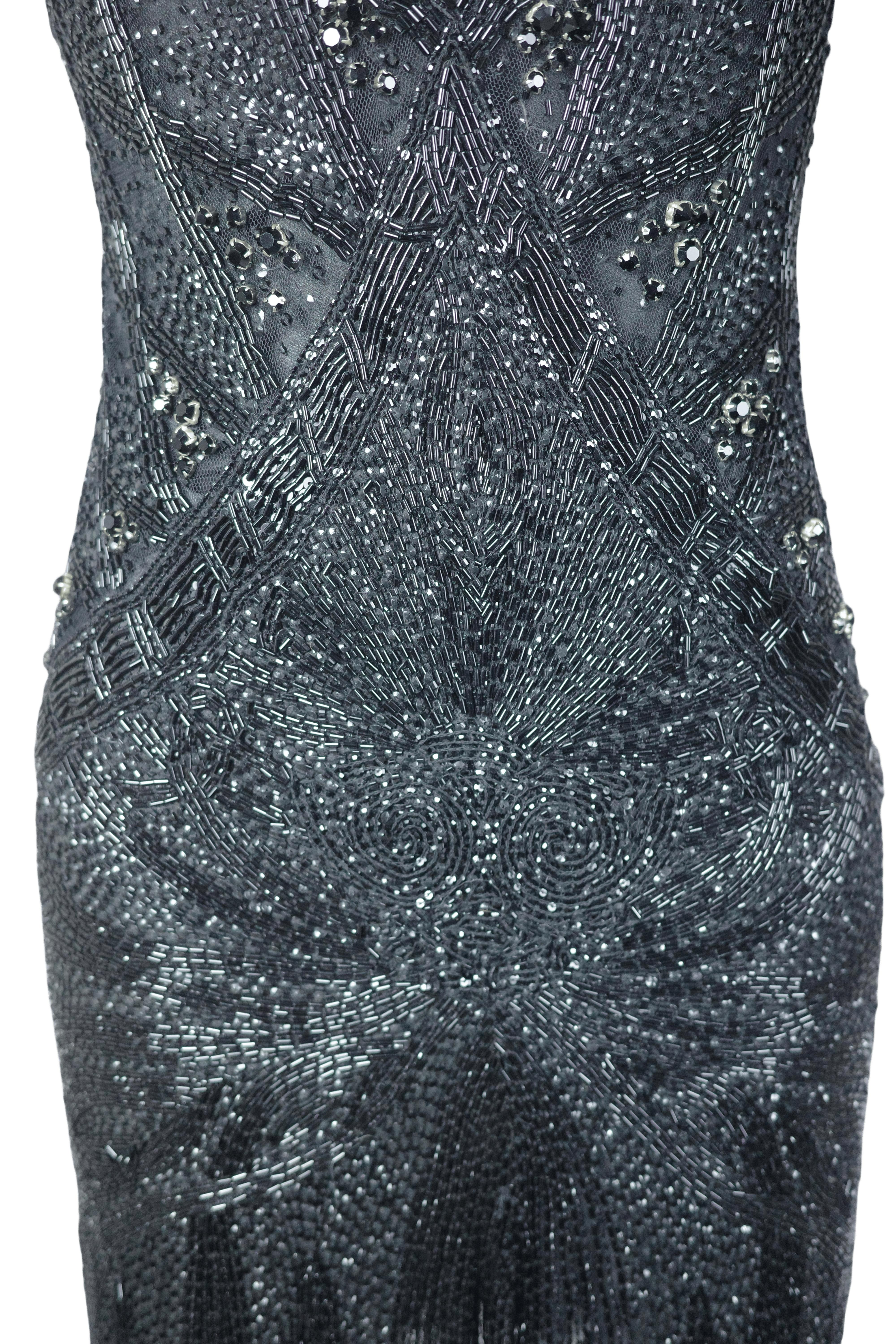 ROBERTO CAVALLI S/s 2006 Black beaded embellished Midi Dress New With Tags For Sale 4
