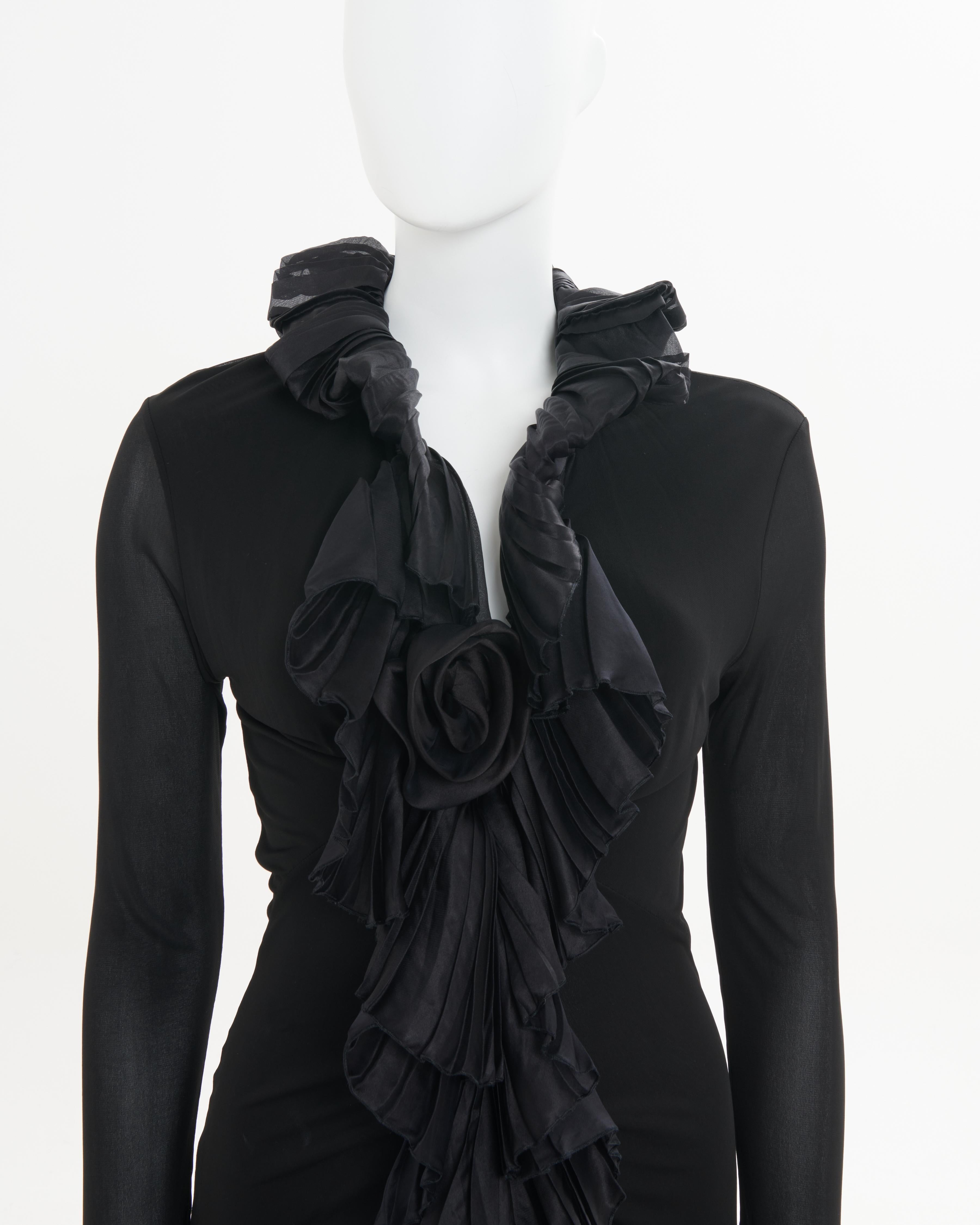 Roberto Cavalli S/S 2006 Black ruffle cocktail dress  In Excellent Condition For Sale In Milano, IT