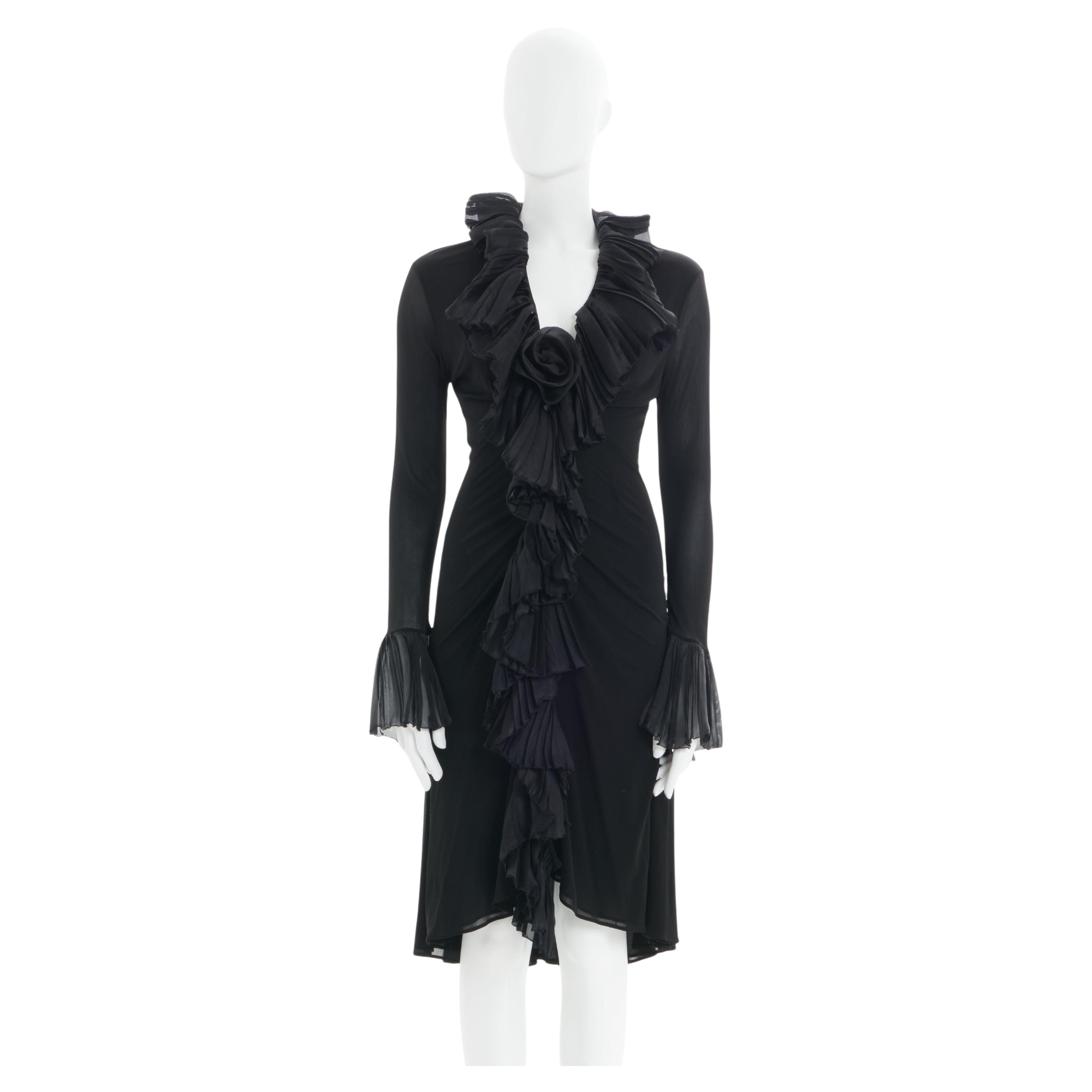 Roberto Cavalli S/S 2006 Black ruffle cocktail dress  For Sale