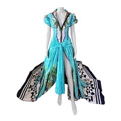 Roberto Cavalli S/S 2006 Runway Unworn High-Low Train Evening Dress Gown