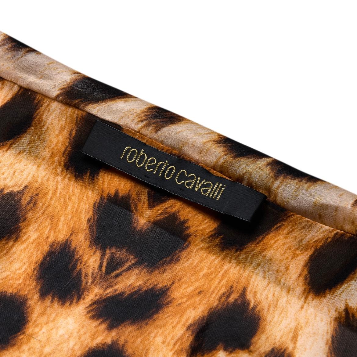 Roberto Cavalli S/S 2007 Brown Cheetah Leopard Print Silk Blouse Top Pour femmes en vente