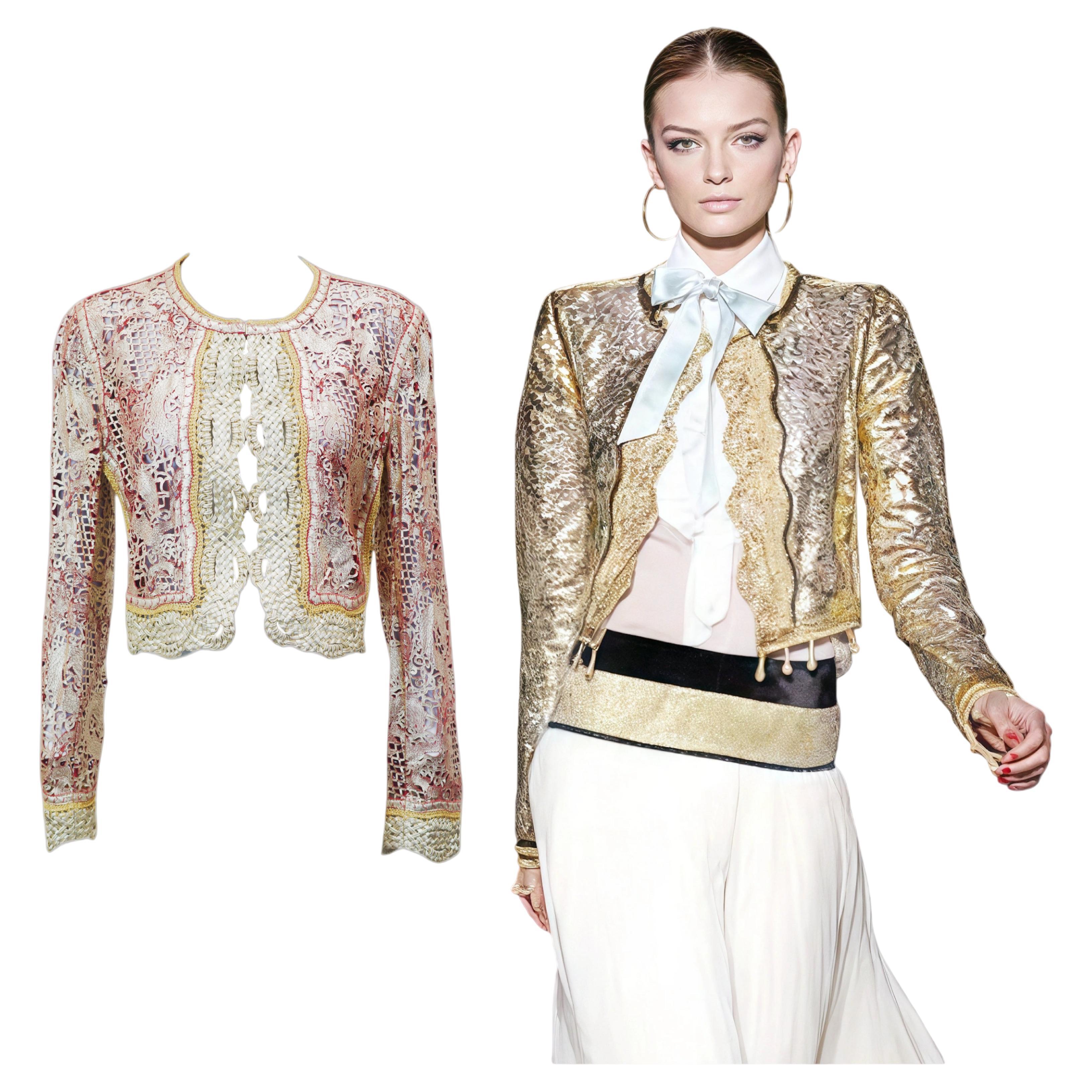 ROBERTO CAVALLI S/s 2007 Golden Pink Champange Laser Cut Jacket in vendita