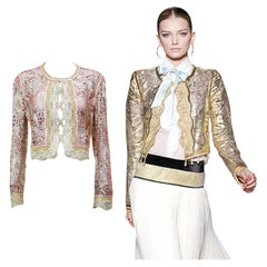 ROBERTO CAVALLI S/s 2007 Golden Pink Champange Laser Cut Jacket