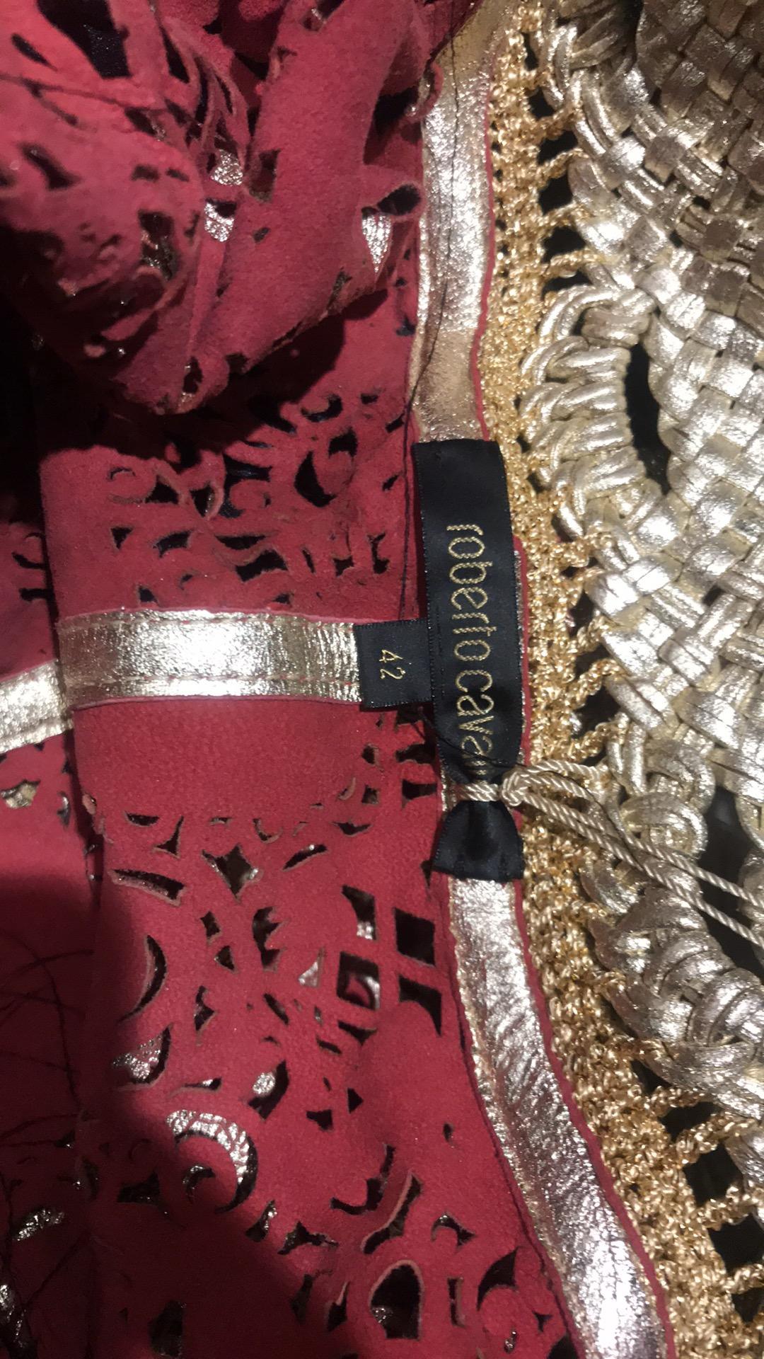 ROBERTO CAVALLI S/s 2007 Golden Pink Laser Cut Cuir Long Dress New With Tags For Sale 5