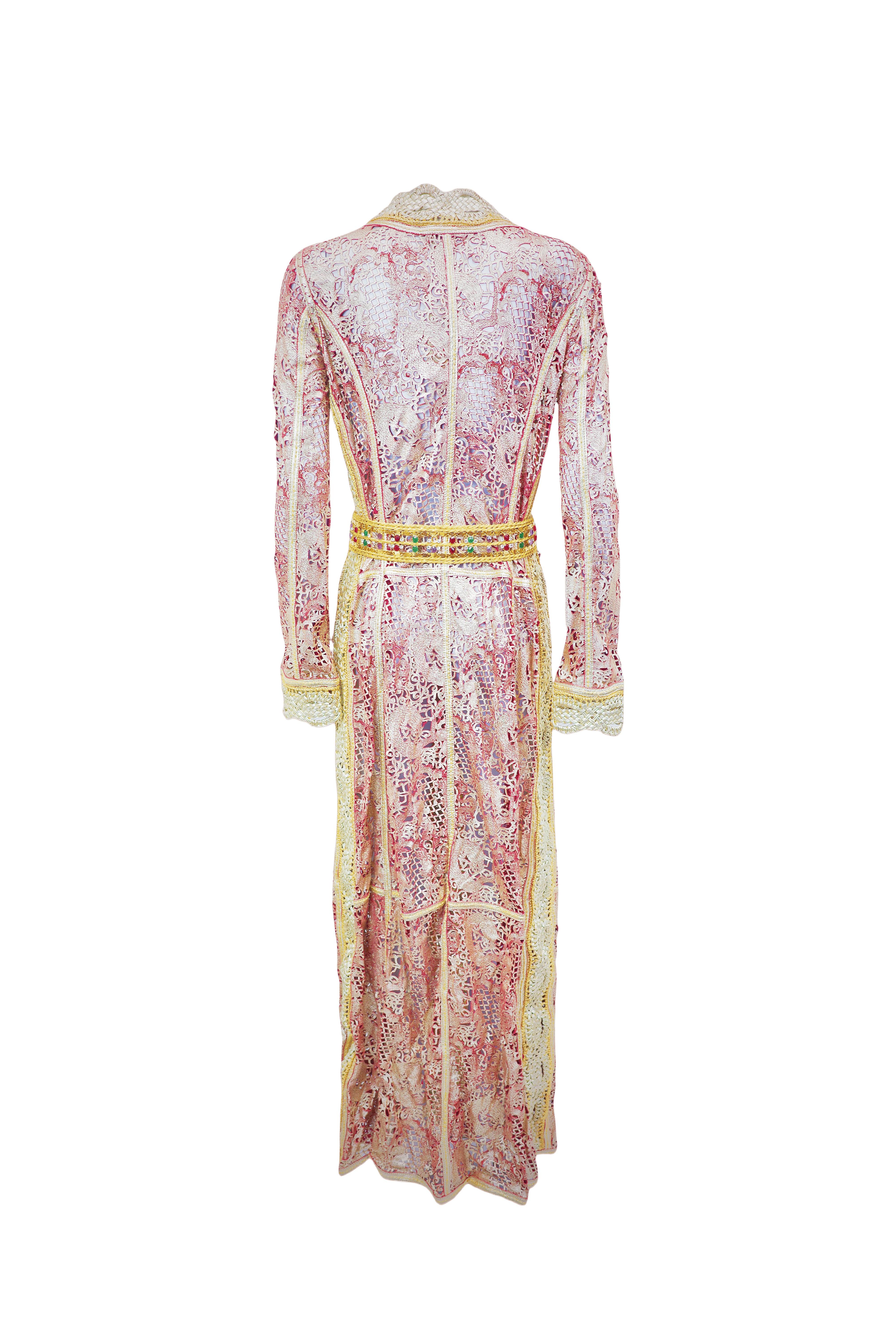 ROBERTO CAVALLI S/s 2007 Golden Pink Laser Cut Cuir Long Dress New With Tags For Sale 1
